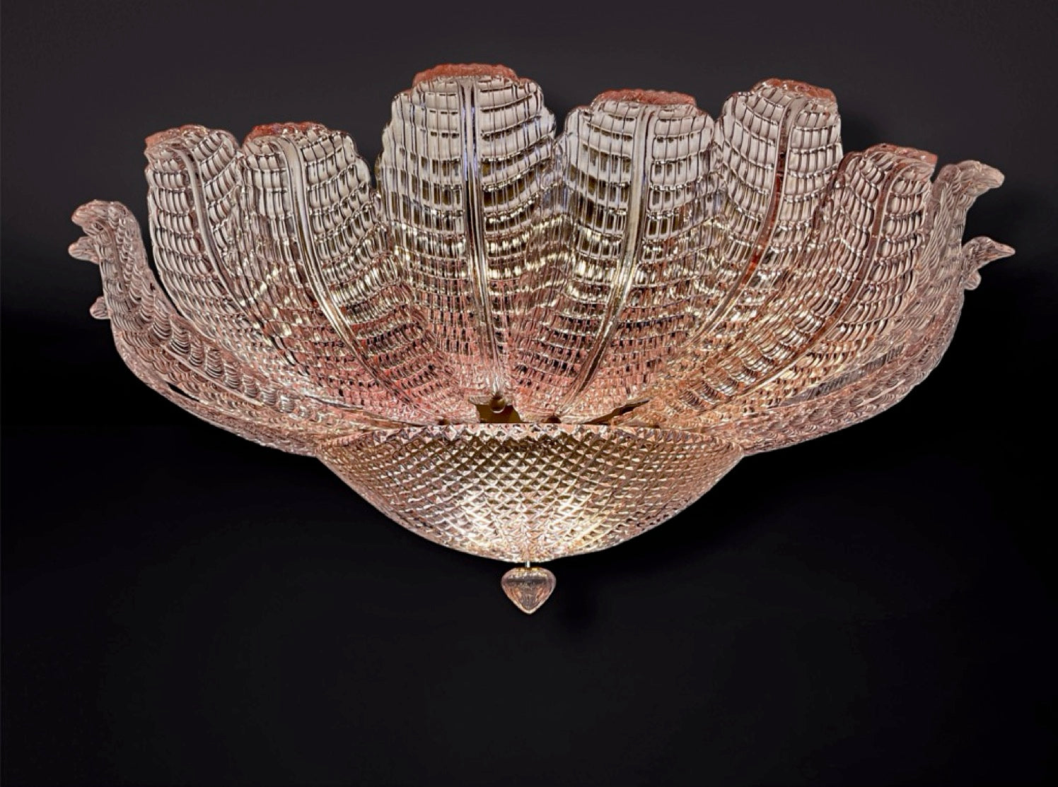 Rare Flower Ceiling Lamp – Murano Art Glass – pink glasses