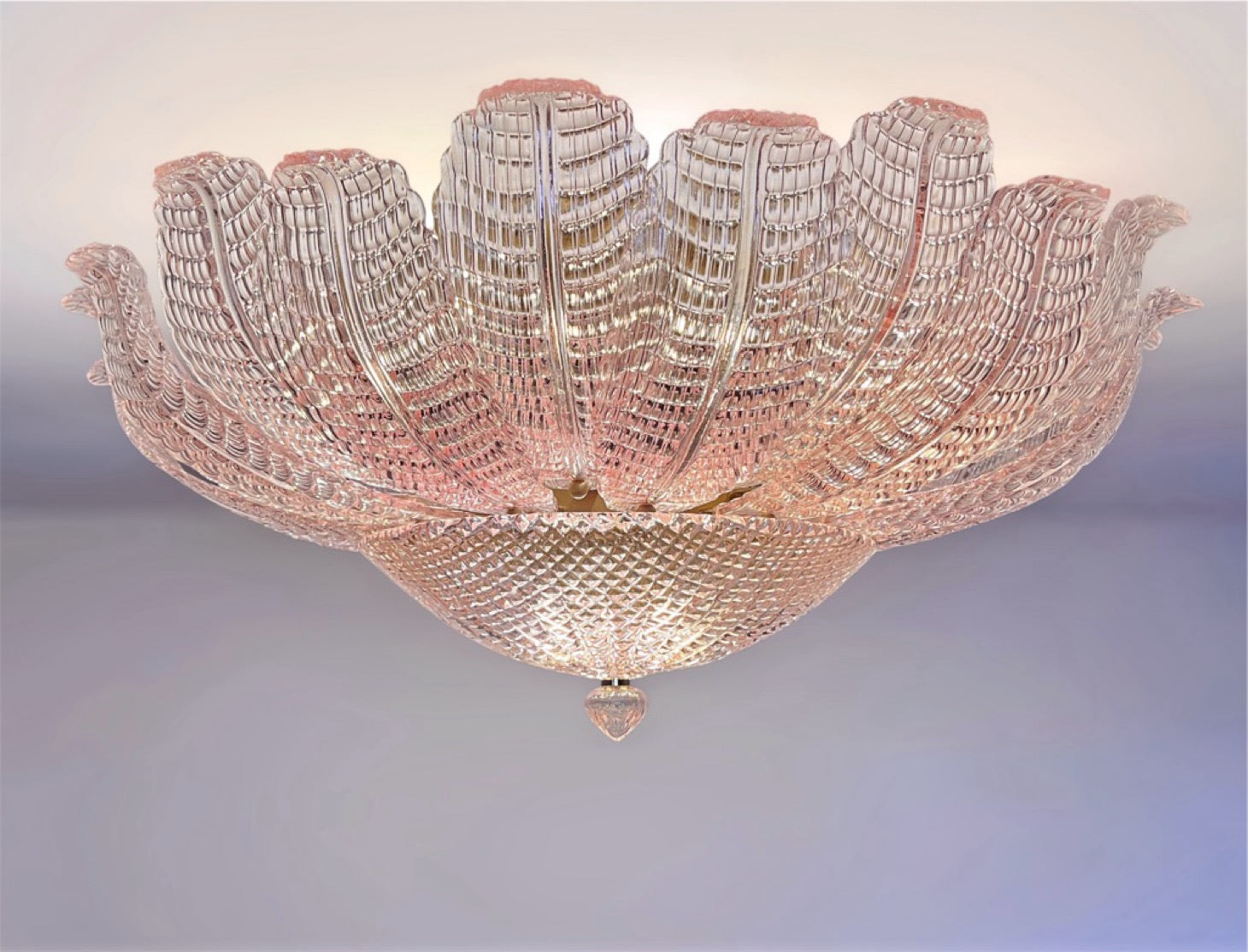 Rare Flower Ceiling Lamp – Murano Art Glass – pink glasses