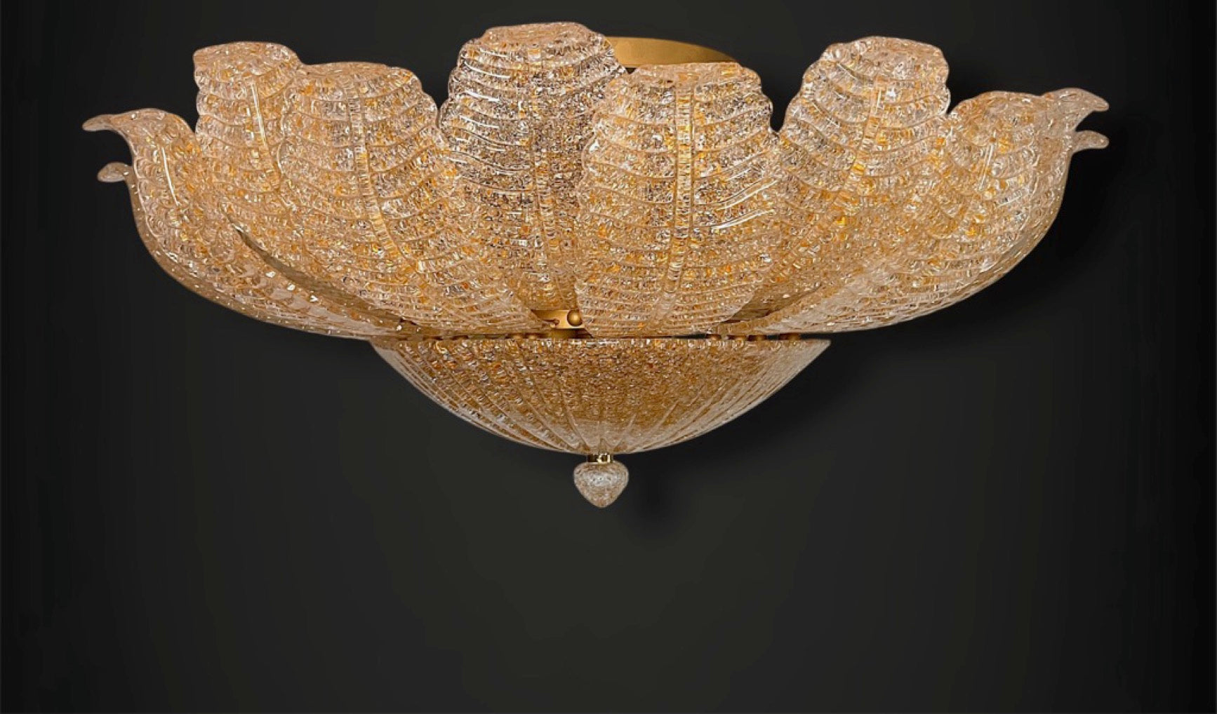 Flower Ceiling Lamp – Murano Art Glass – golden powder