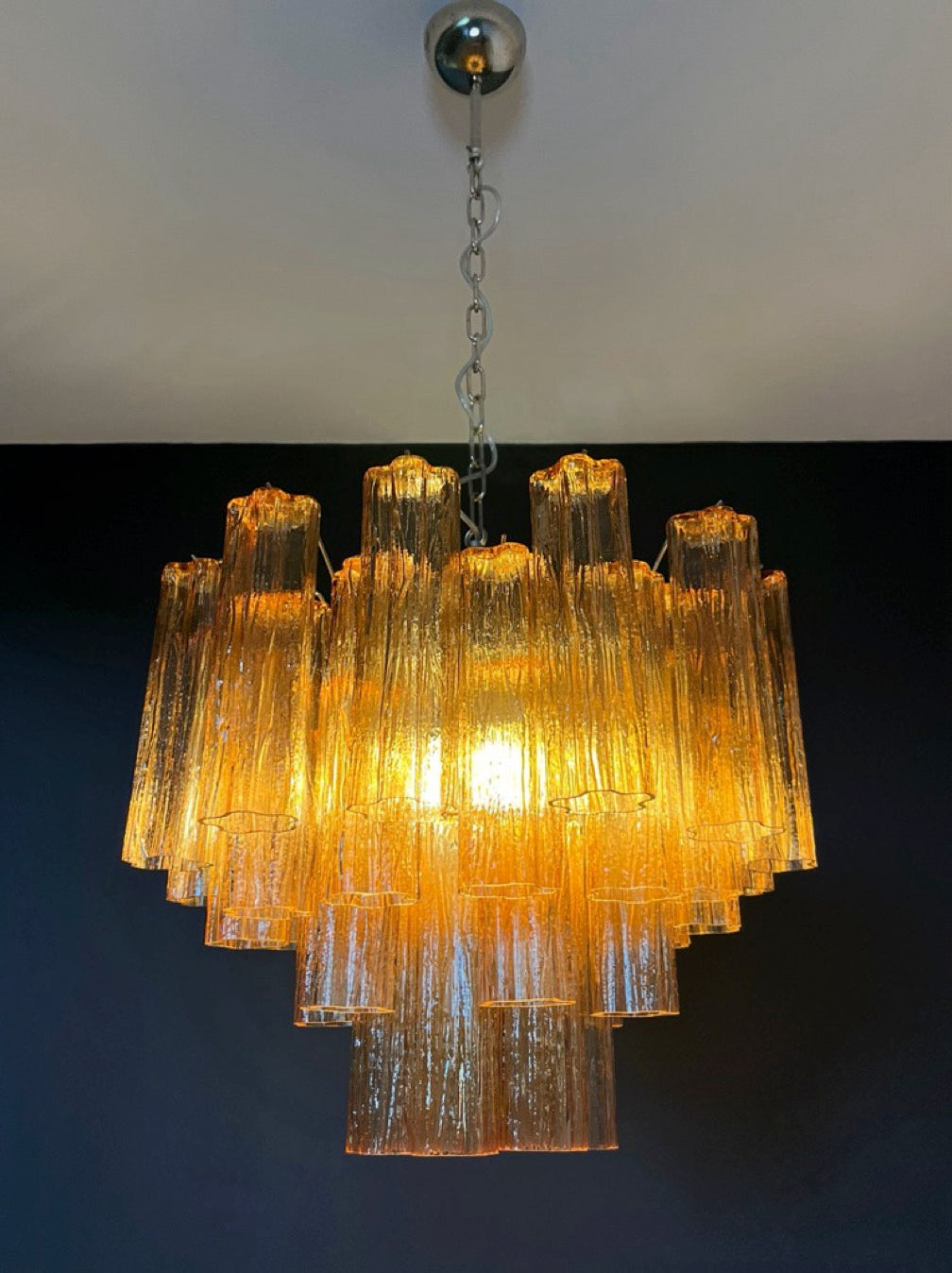 Fantastic Murano Glass Tube Chandelier – 36 tobacco glass tube