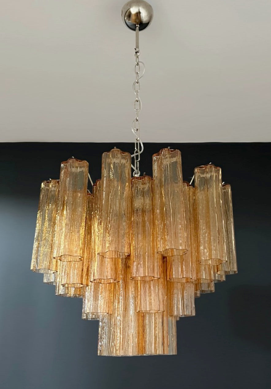 Fantastic Murano Glass Tube Chandelier – 36 tobacco glass tube
