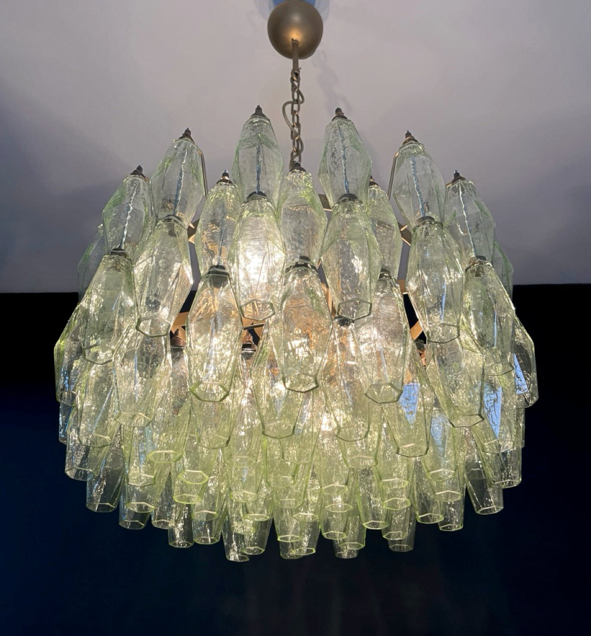 Amazing Murano glass Candelier – 107 green poliedri