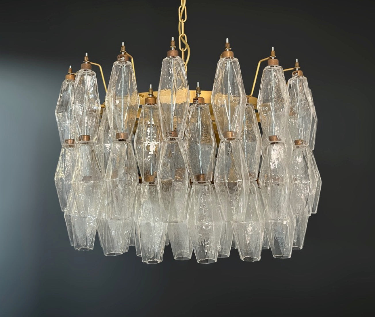 Amazing Murano glass Candelier – 107 clear poliedri