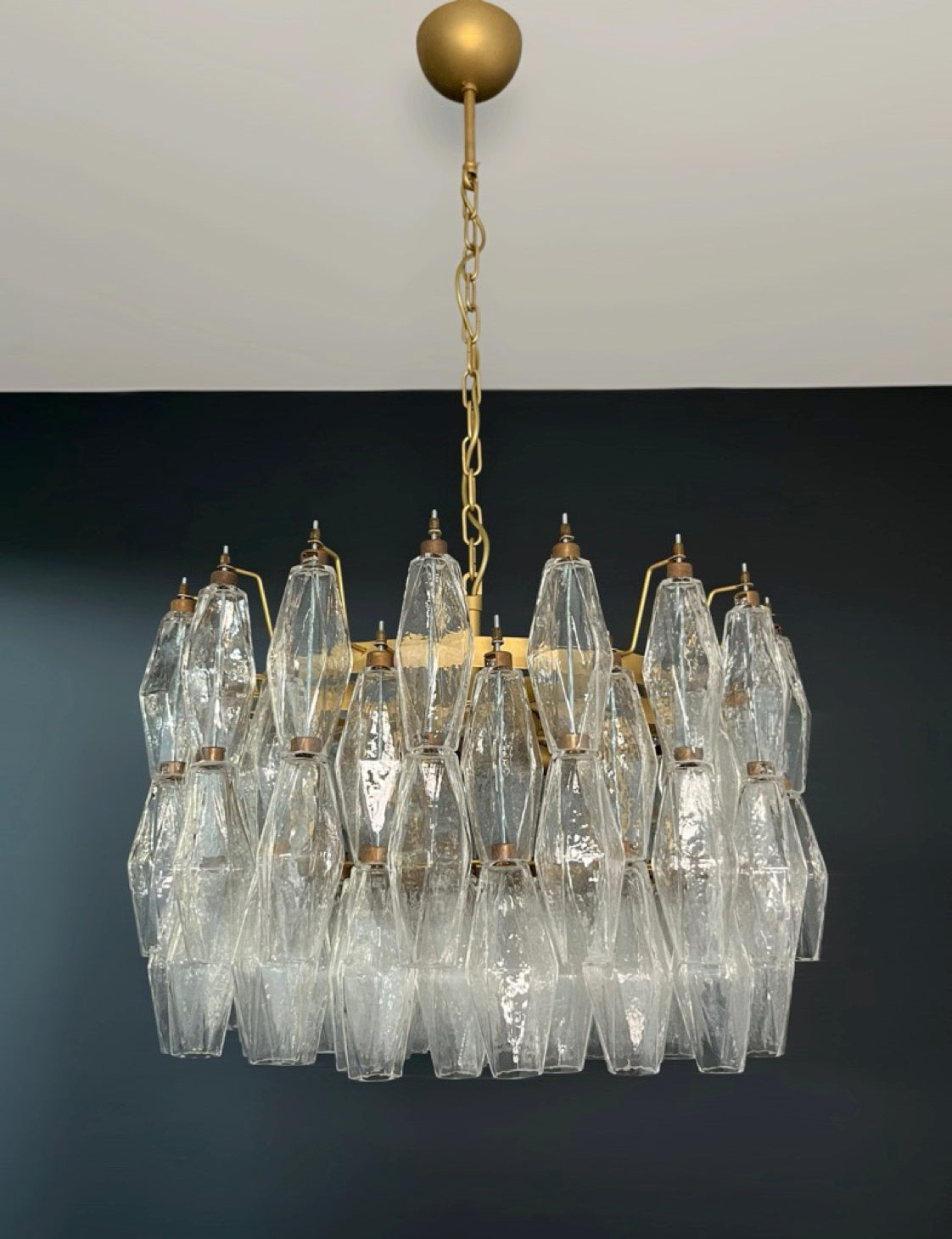 Amazing Murano glass Candelier – 107 clear poliedri