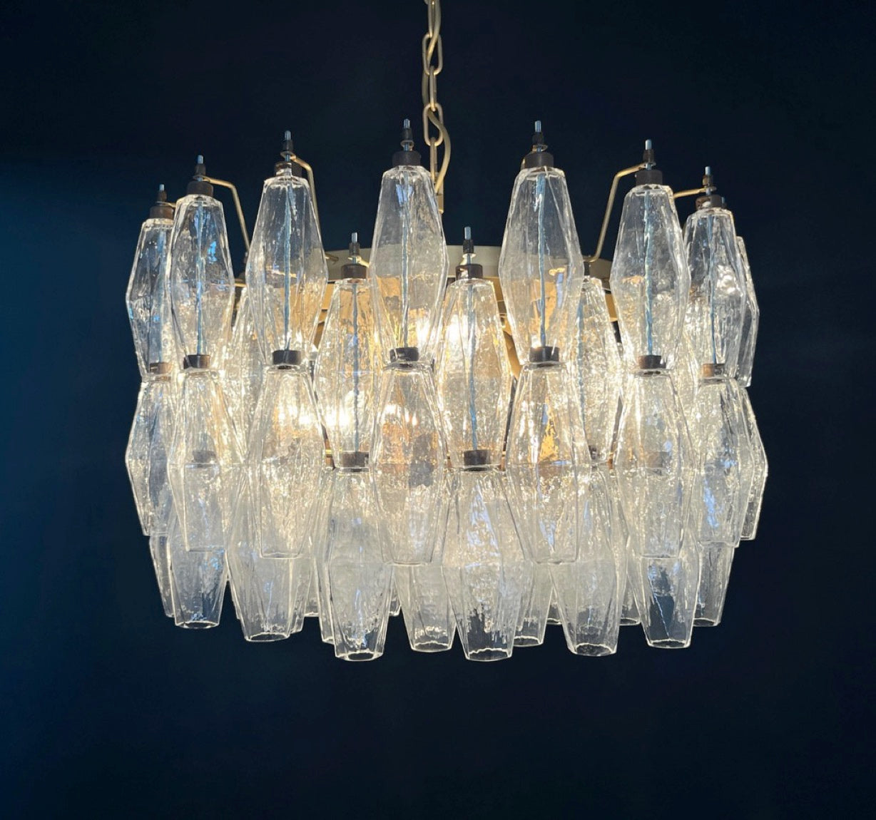 Amazing Murano glass Candelier – 107 clear poliedri