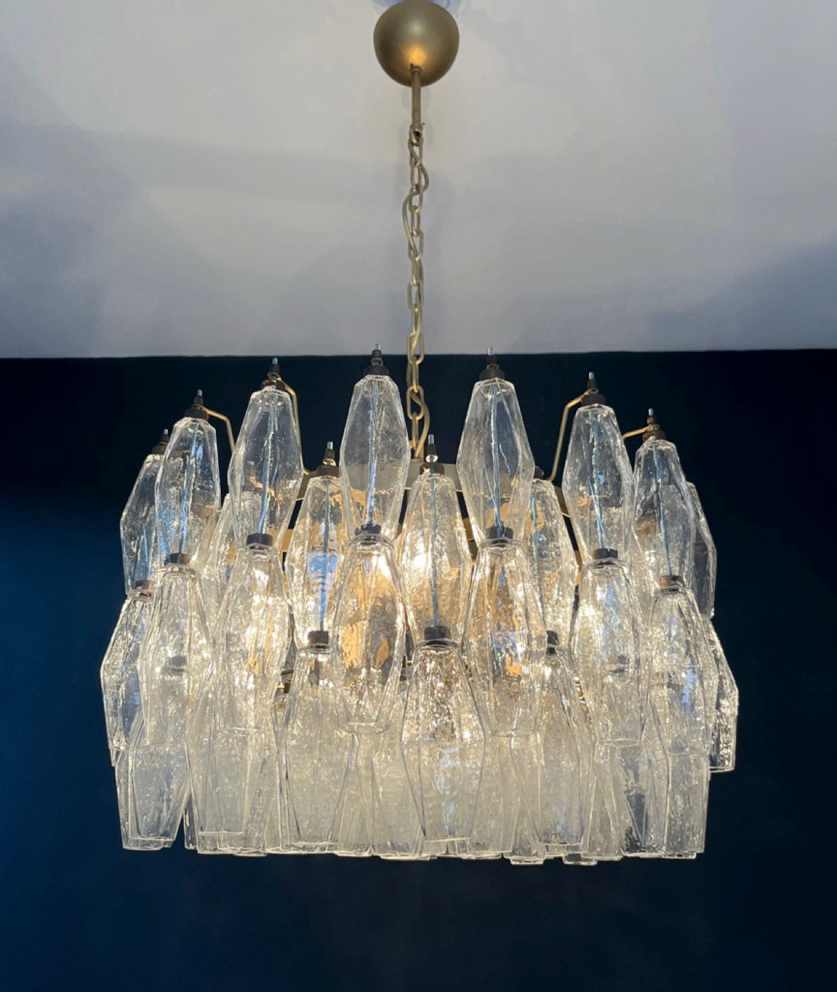 Amazing Murano glass Candelier – 107 clear poliedri