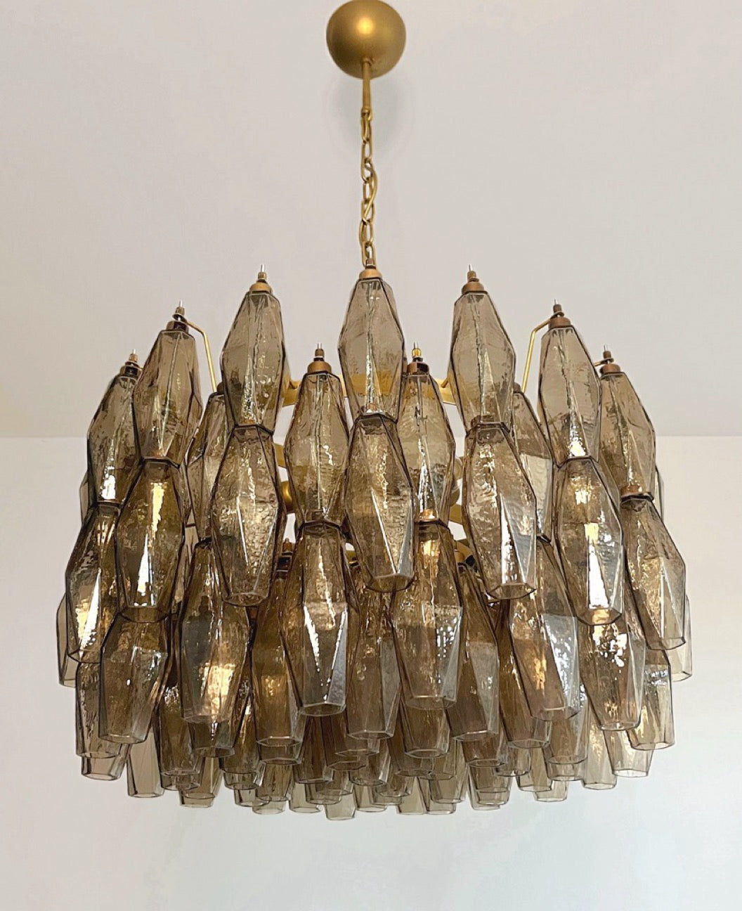 Amazing Murano glass Candelier – 107 smoked poliedri