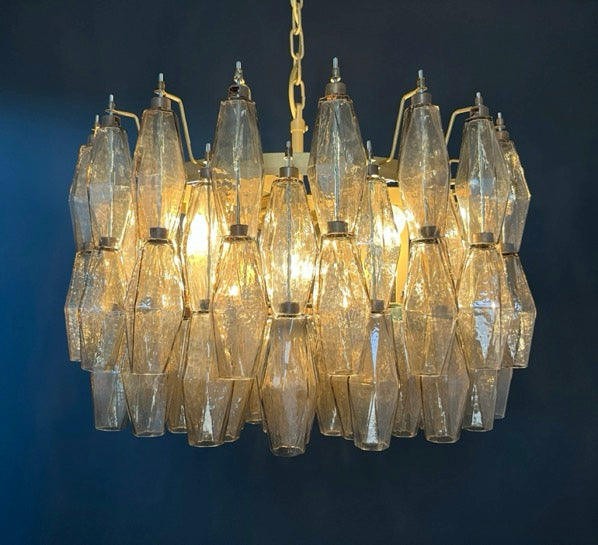 Amazing Murano glass Candelier – 107 smoked poliedri