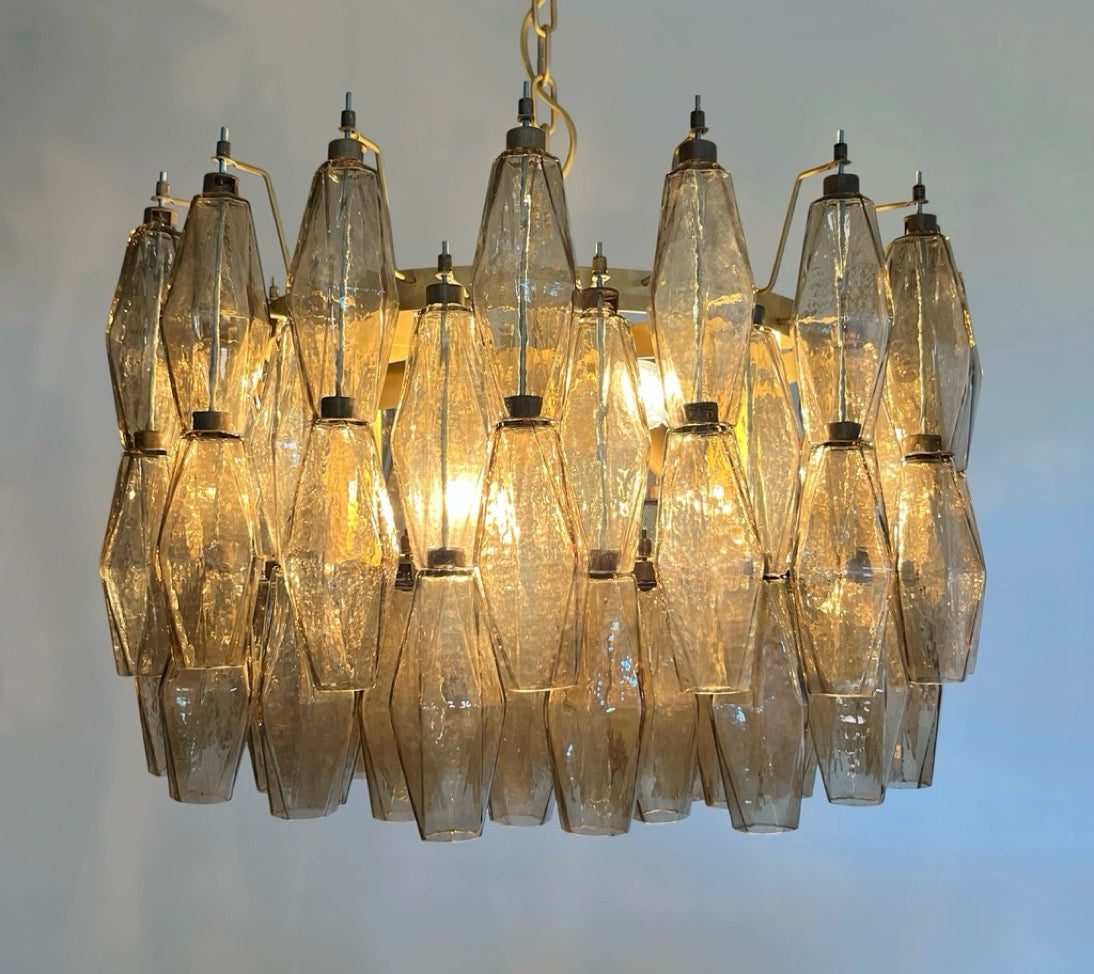 Amazing Murano glass Candelier – 107 smoked poliedri