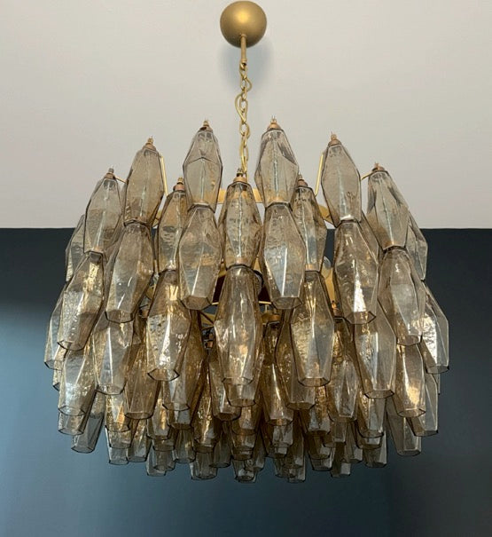 Amazing Murano glass Candelier – 107 smoked poliedri