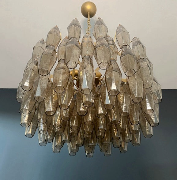 Amazing Murano glass Candelier – 107 smoked poliedri