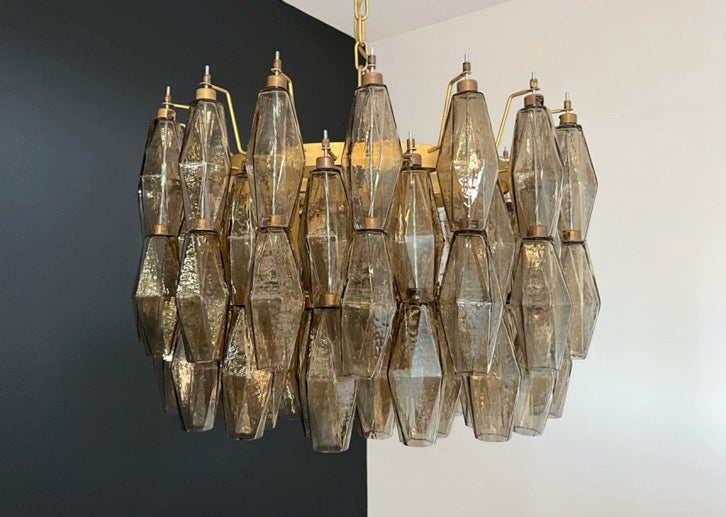 Amazing Murano glass Candelier – 107 smoked poliedri