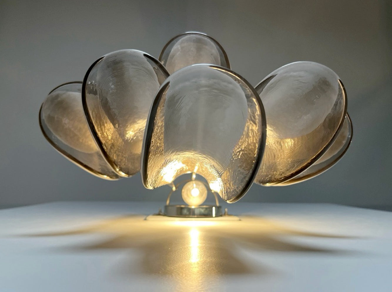 Pair of Vintage Italian Murano wall lights – smoked glass petals