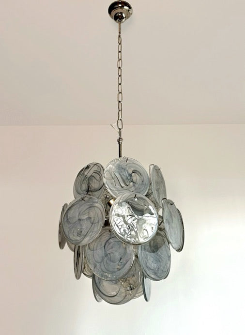 Vintage Italian Murano chandelier – 24 alabaster dove color disks