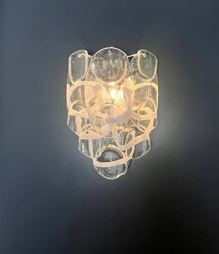 Murano Vegglampe – 6 Hvite Crostoliglass – 2 stk – detalj 5 – Murano Classics