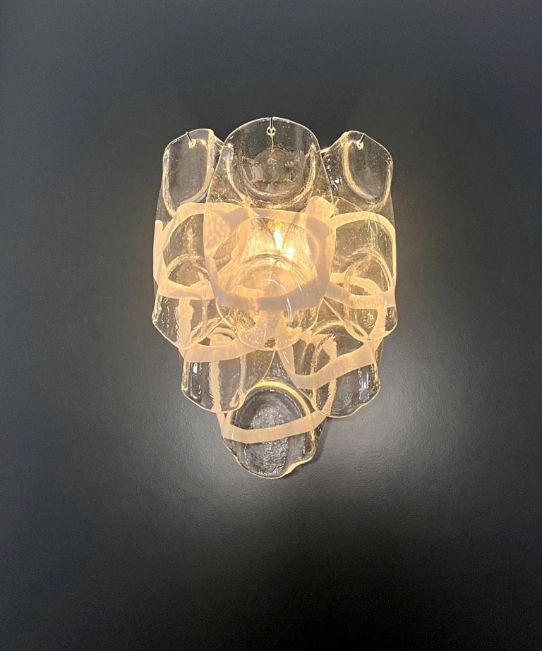 Murano Vegglampe – 6 Hvite Crostoliglass – 2 stk – detalj 6 – Murano Classics