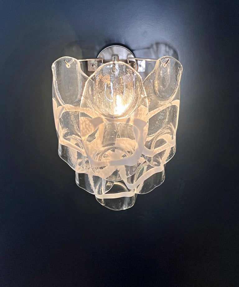Murano Vegglampe – 6 Hvite Crostoliglass – 2 stk – detalj 4 – Murano Classics