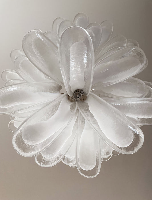 Murano Lysekrone | 52 Klare Hvit Konglebladglass