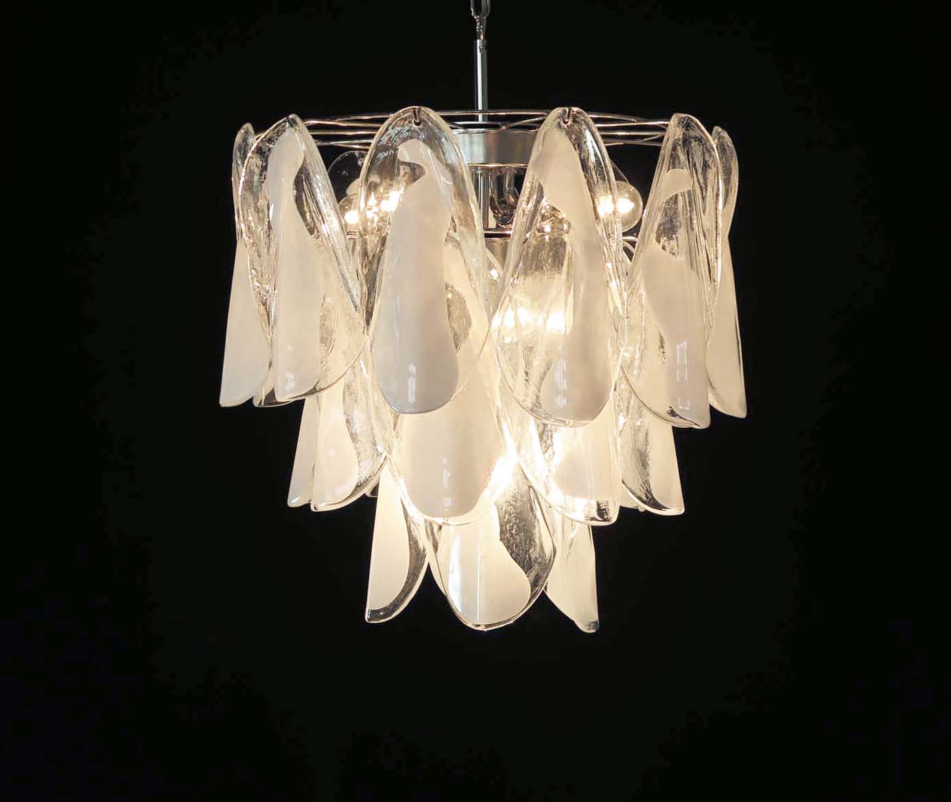 Murano Lysekrone | 24 Hvite Rondiniglass