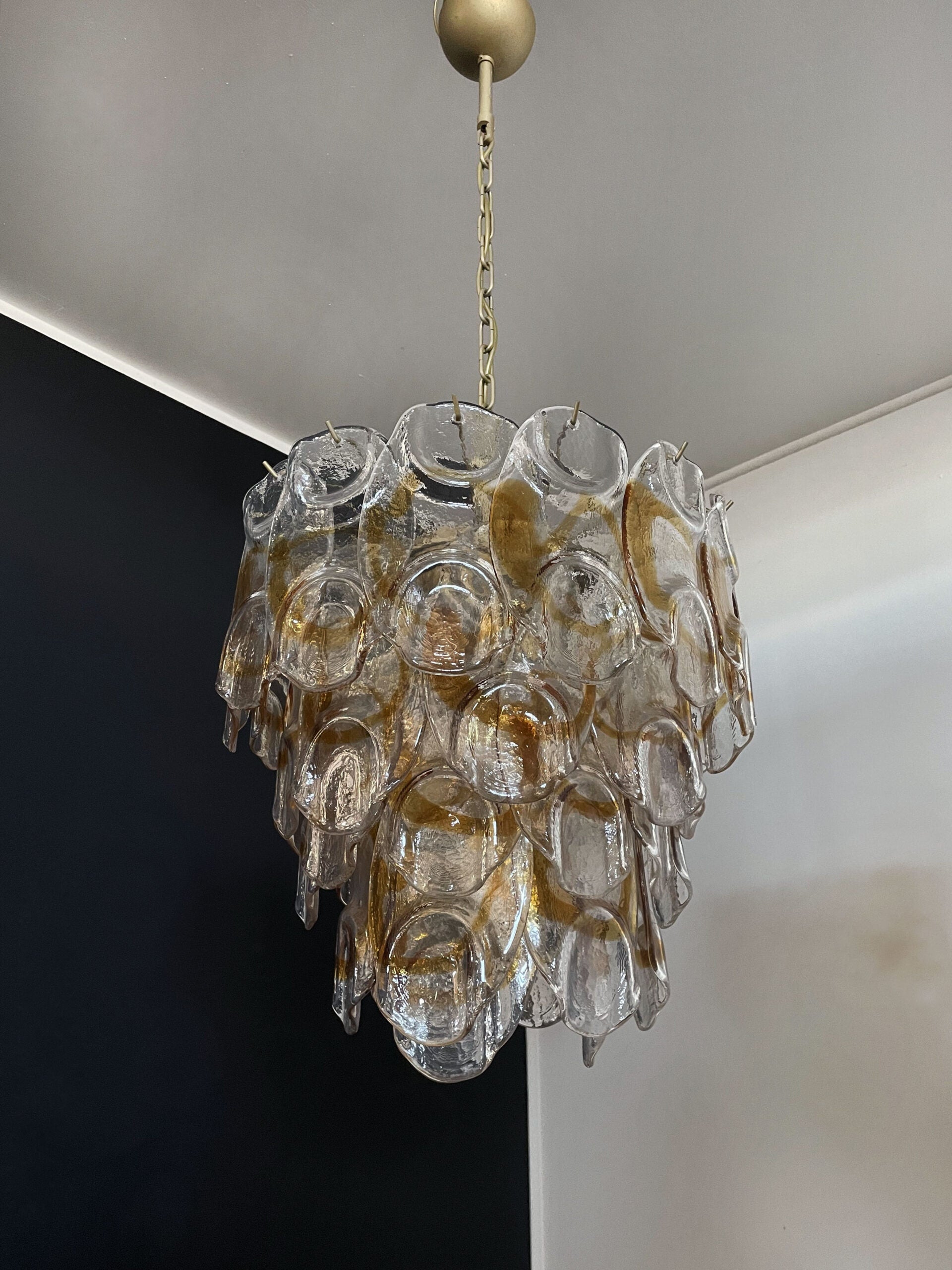 Murano Lysekrone – 41 Gule Crostoliglass – detalj 4 – Murano Classics