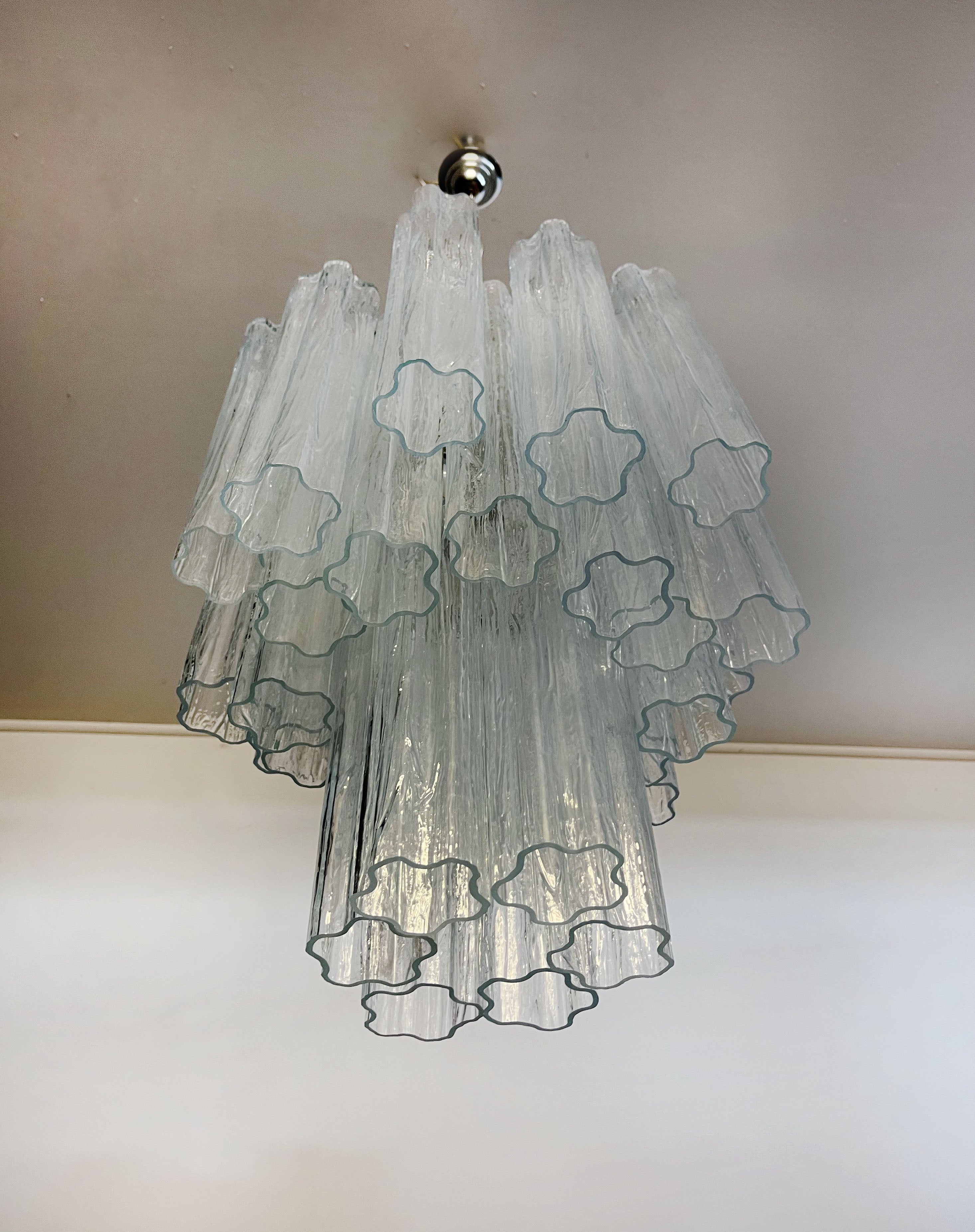 Murano Lysekrone – 30 Klare Glassrør – detalj 2 – Murano Classics