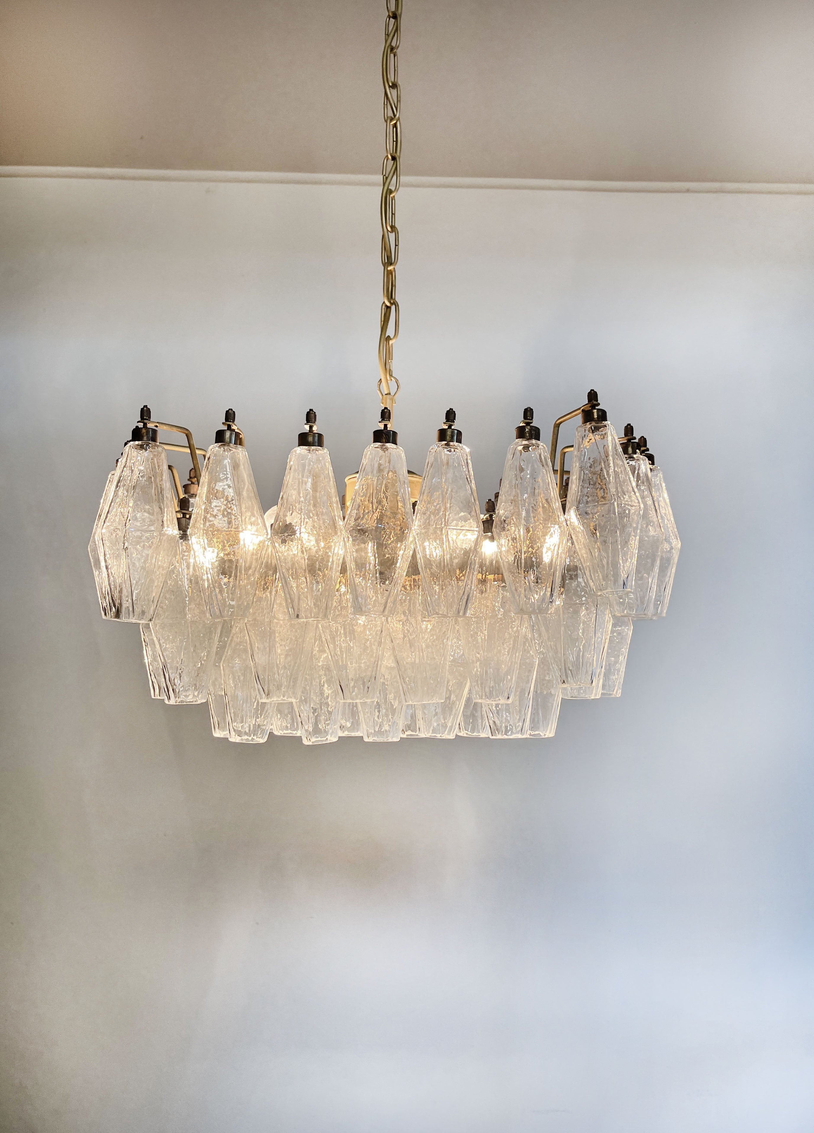 Murano Lysekrone – 56 Klare Poliedriglass – detalj 4 – Murano Classics