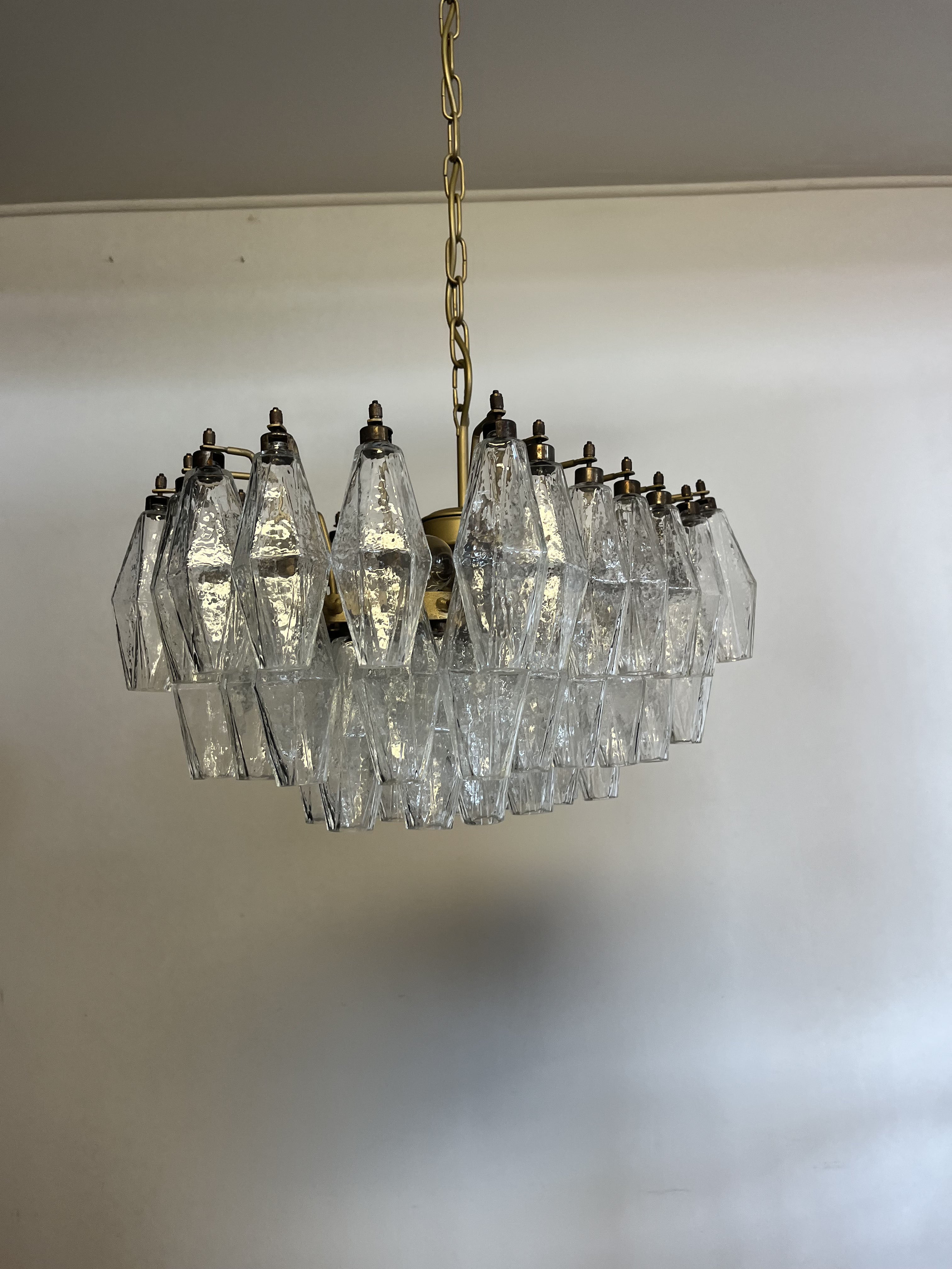Murano Lysekrone – 56 Klare Poliedriglass – detalj 2 – Murano Classics