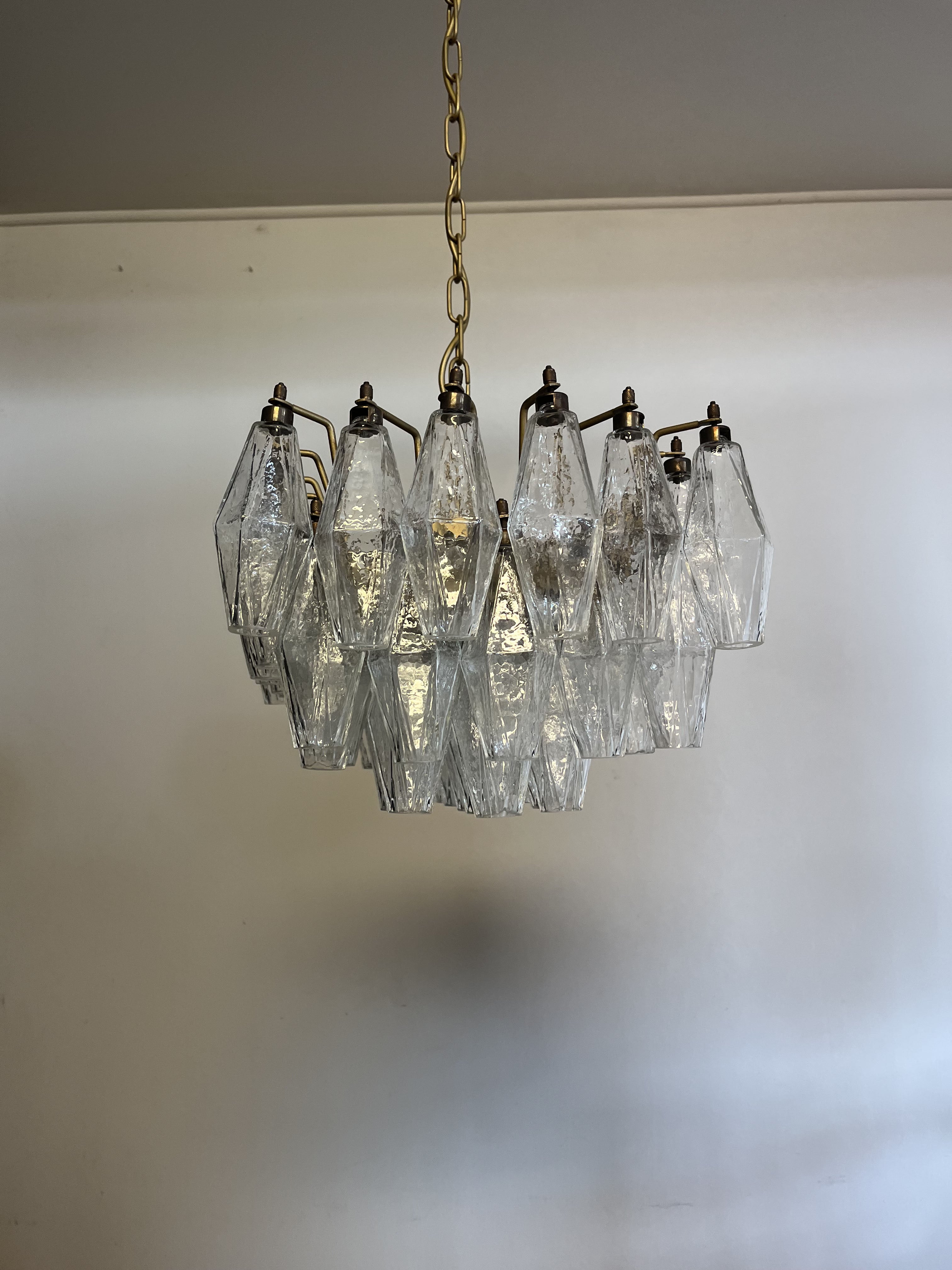 Murano Lysekrone – 56 Klare Poliedriglass – detalj 3 – Murano Classics