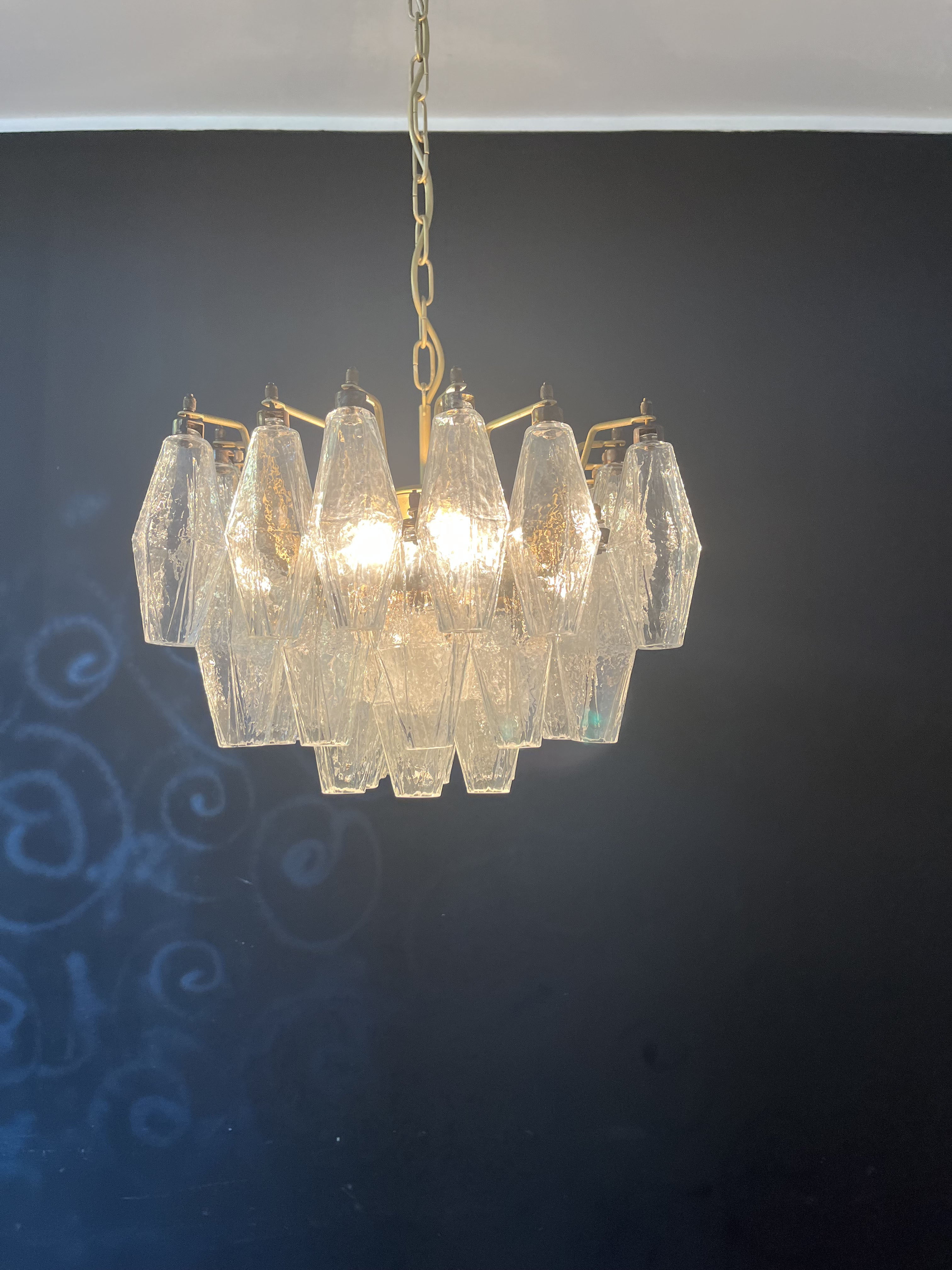 Murano Lysekrone – 56 Klare Poliedriglass – detalj 9 – Murano Classics
