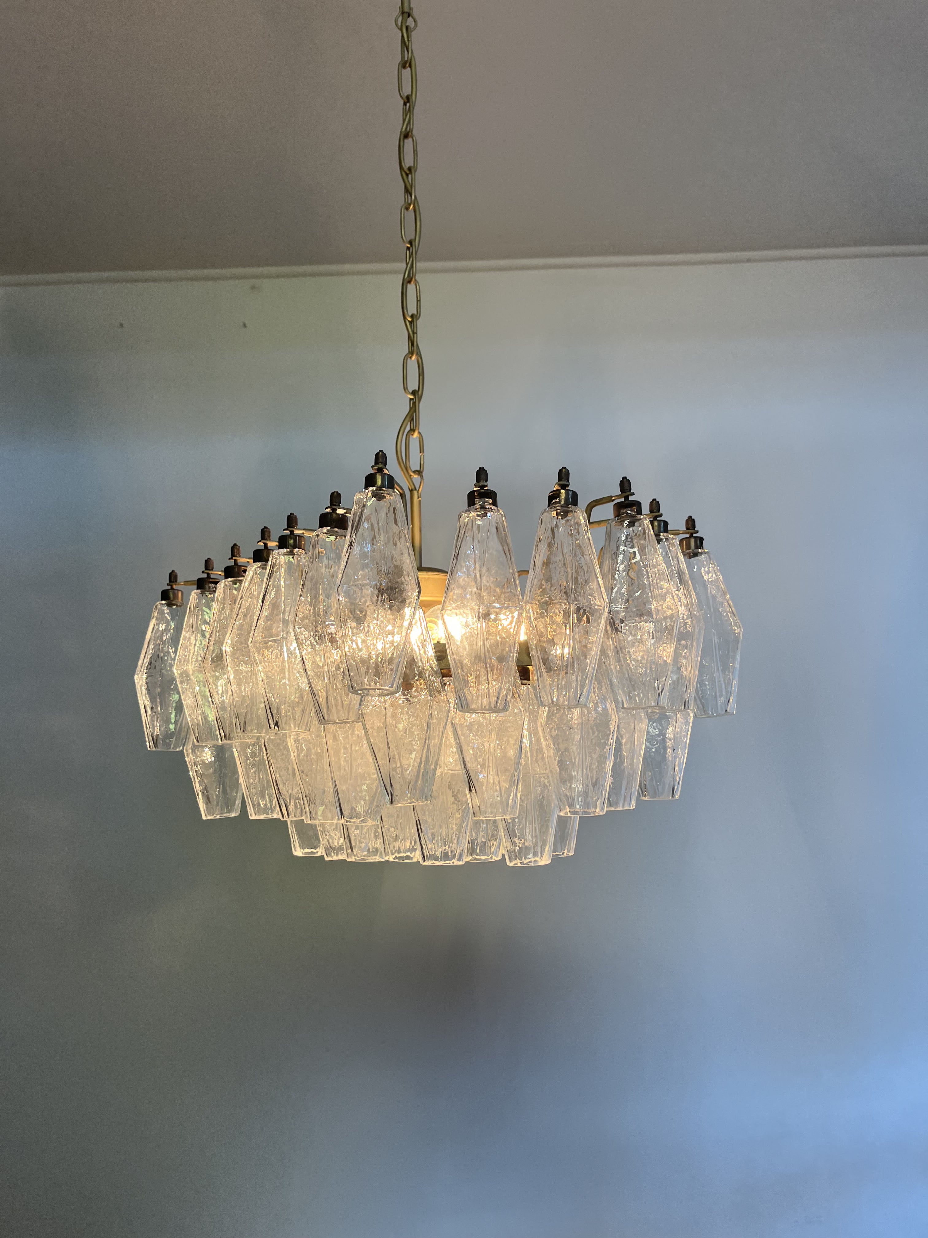 Murano Lysekrone – 56 Klare Poliedriglass – detalj 5 – Murano Classics