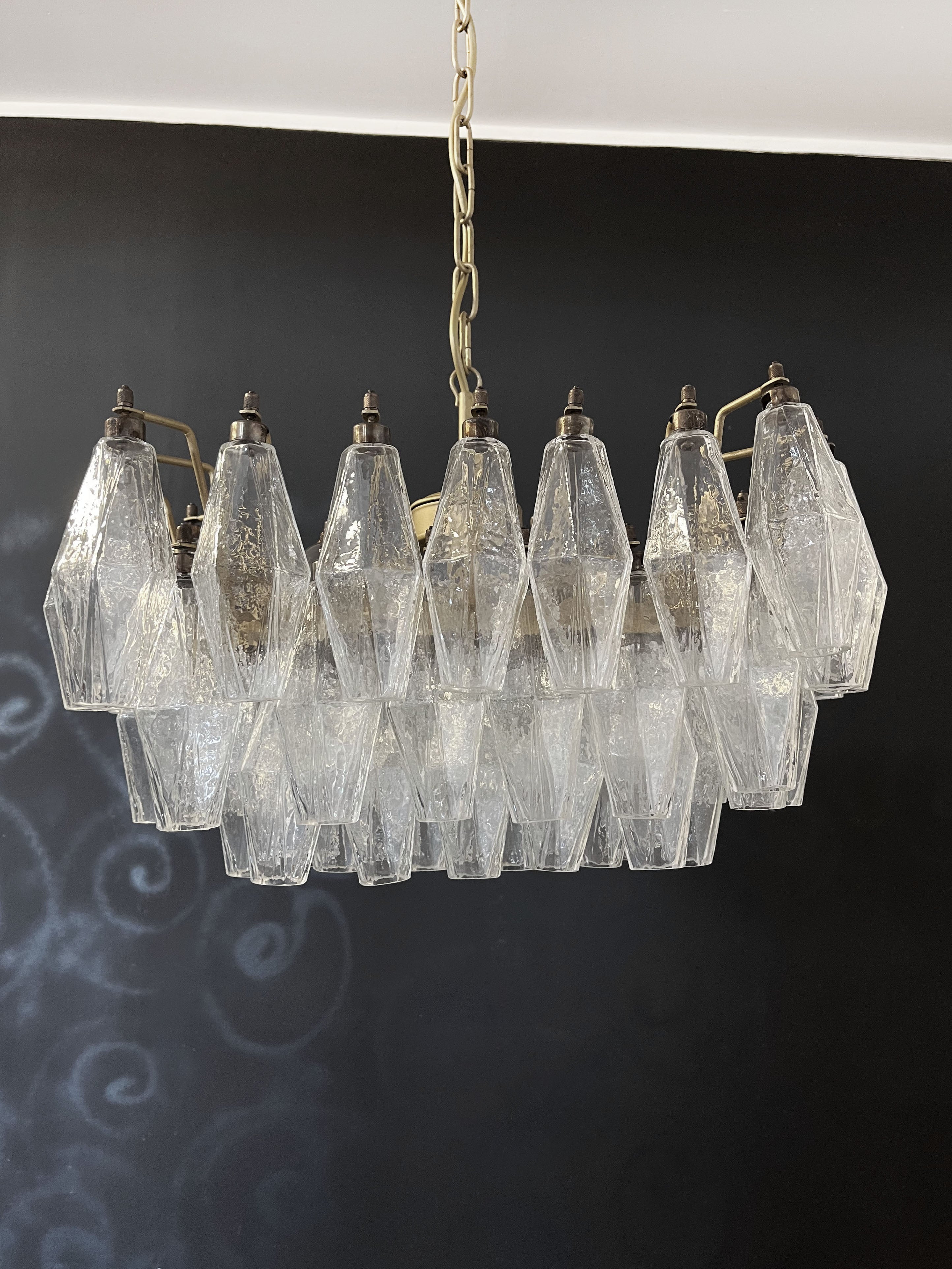 Murano Lysekrone – 56 Klare Poliedriglass – detalj 11 – Murano Classics