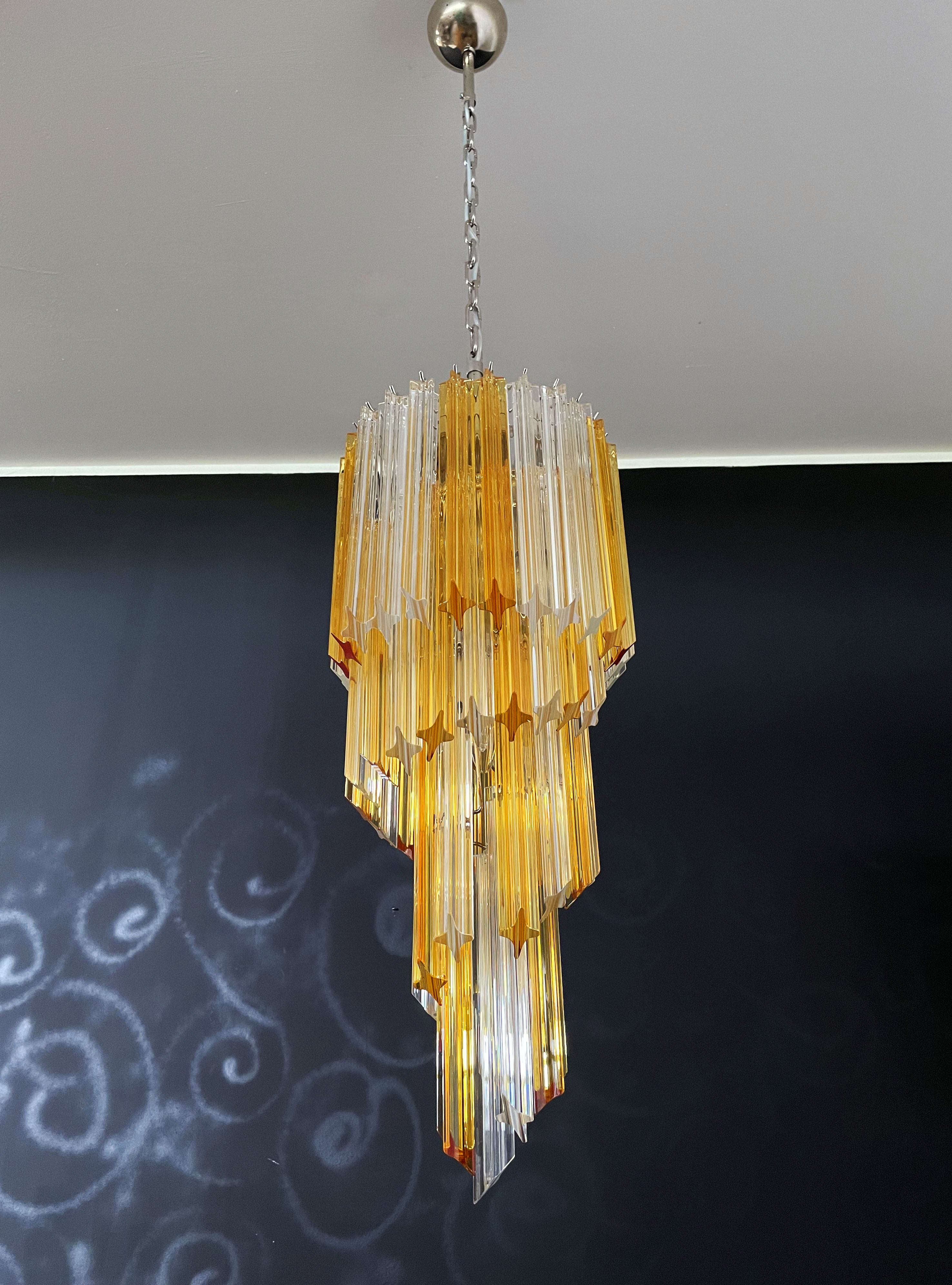 Murano Lysekrone – 54 Klare og Gule Prismeglass – detalj 2 – Murano Classics