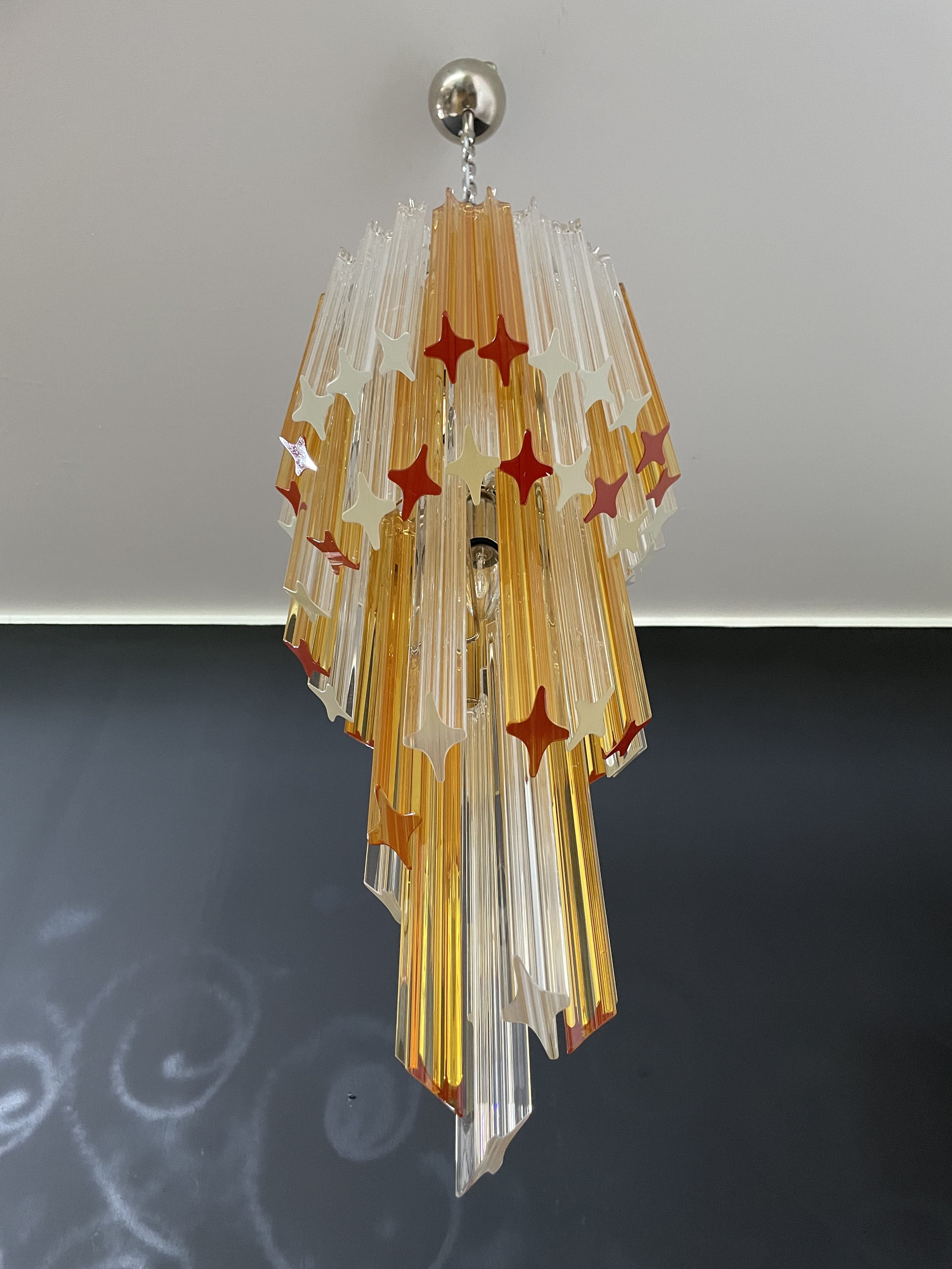 Murano Lysekrone | 54 Klare og Gule Prismeglass