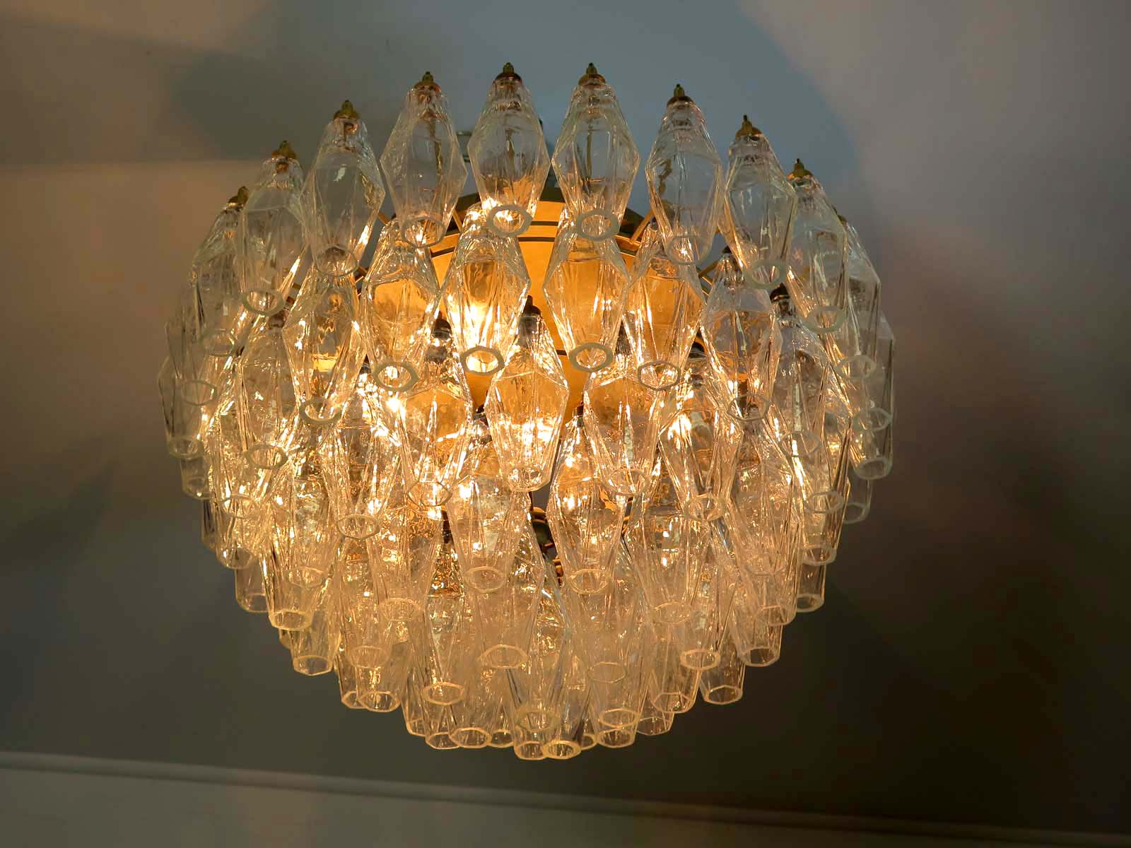 Murano Taklampe – 84 Klare Poliedriglass – detalj 9 – Murano Classics