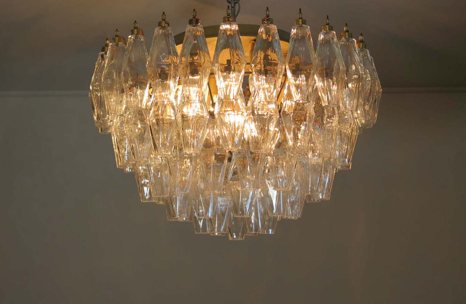 Murano Taklampe – 84 Klare Poliedriglass – detalj 10 – Murano Classics