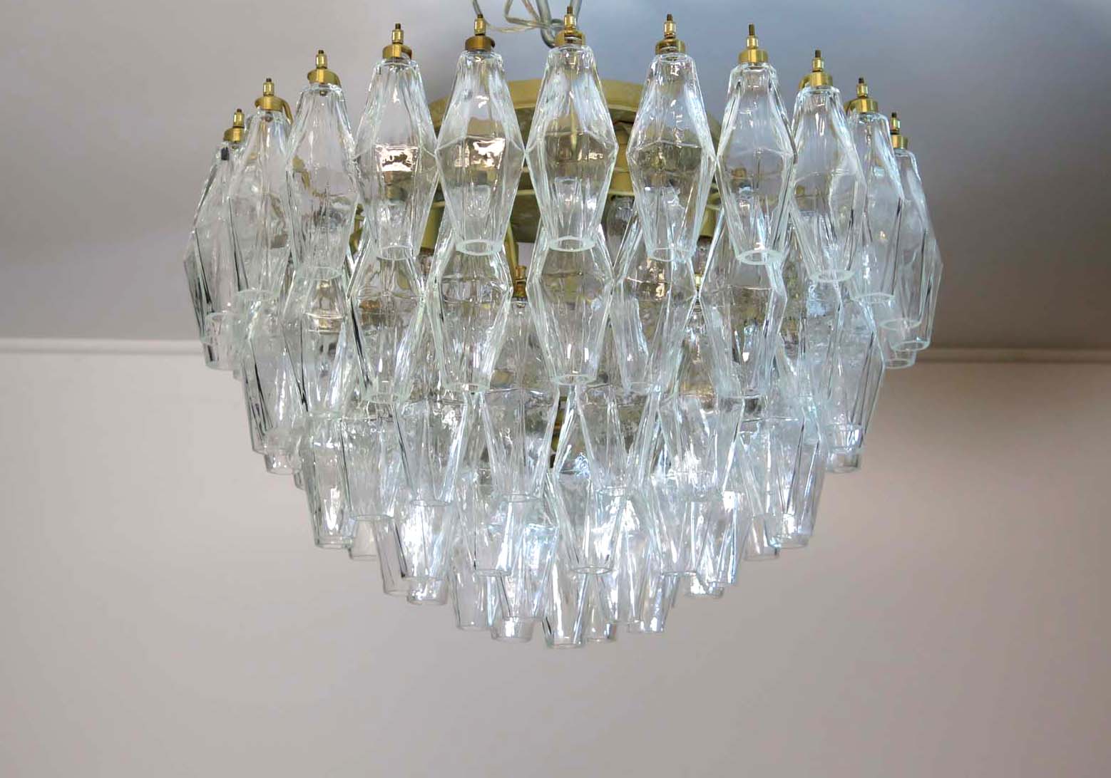 Murano Taklampe – 84 Klare Poliedriglass – detalj 2 – Murano Classics