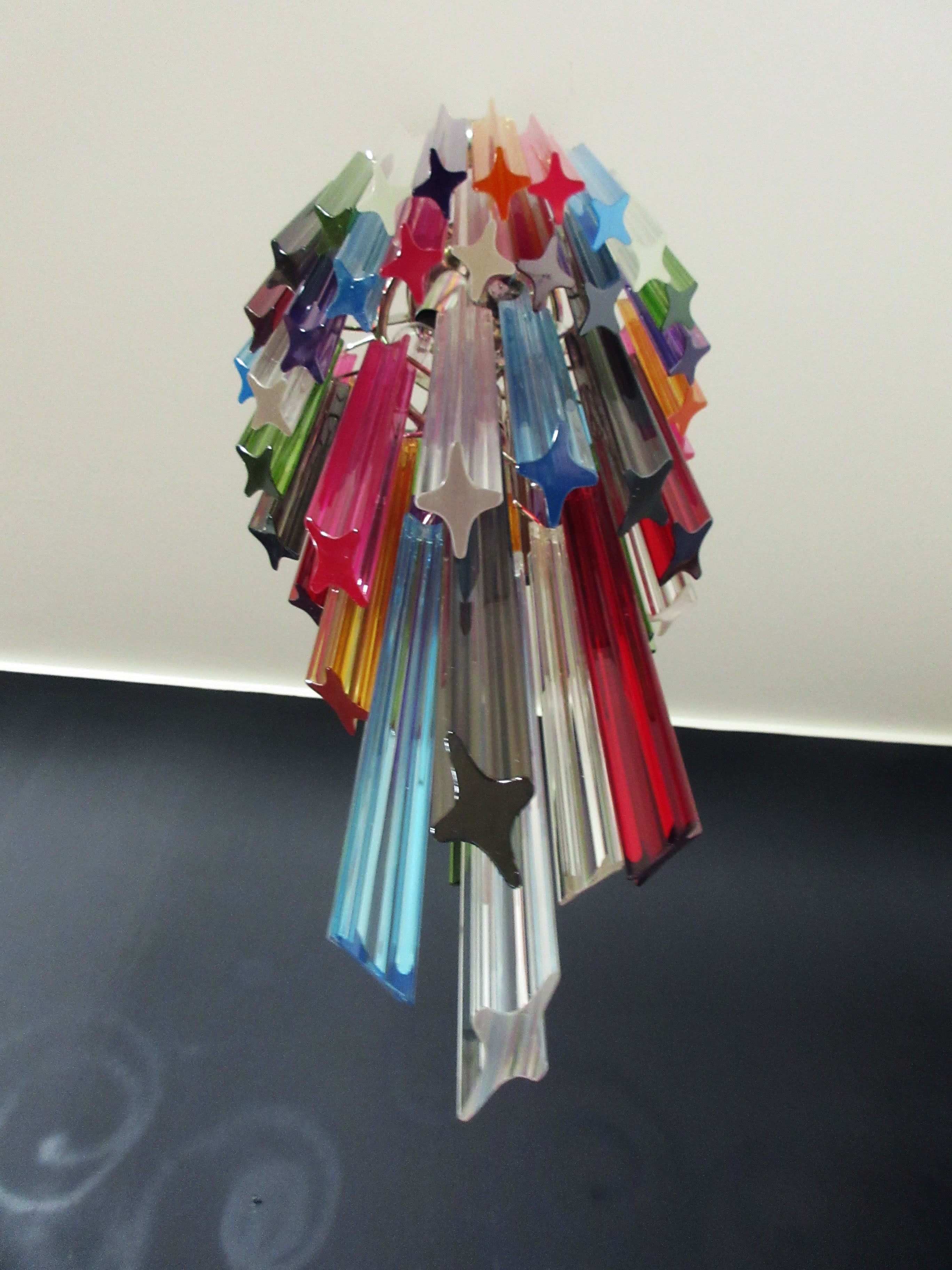 Murano Lysekrone – 54 Multifargede Prismeglass – detalj 2 – Murano Classics