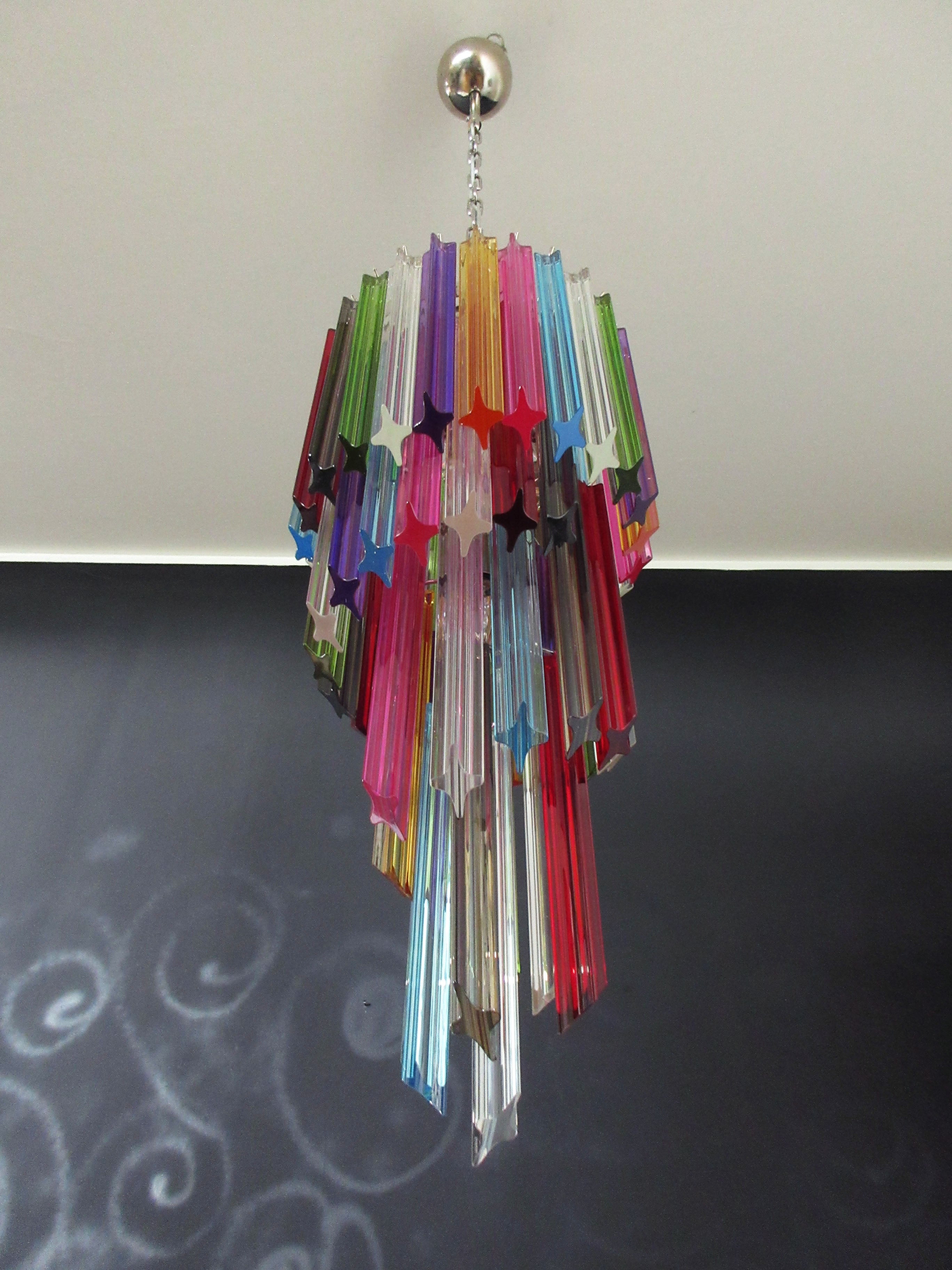 Murano Lysekrone – 54 Multifargede Prismeglass – detalj 5 – Murano Classics