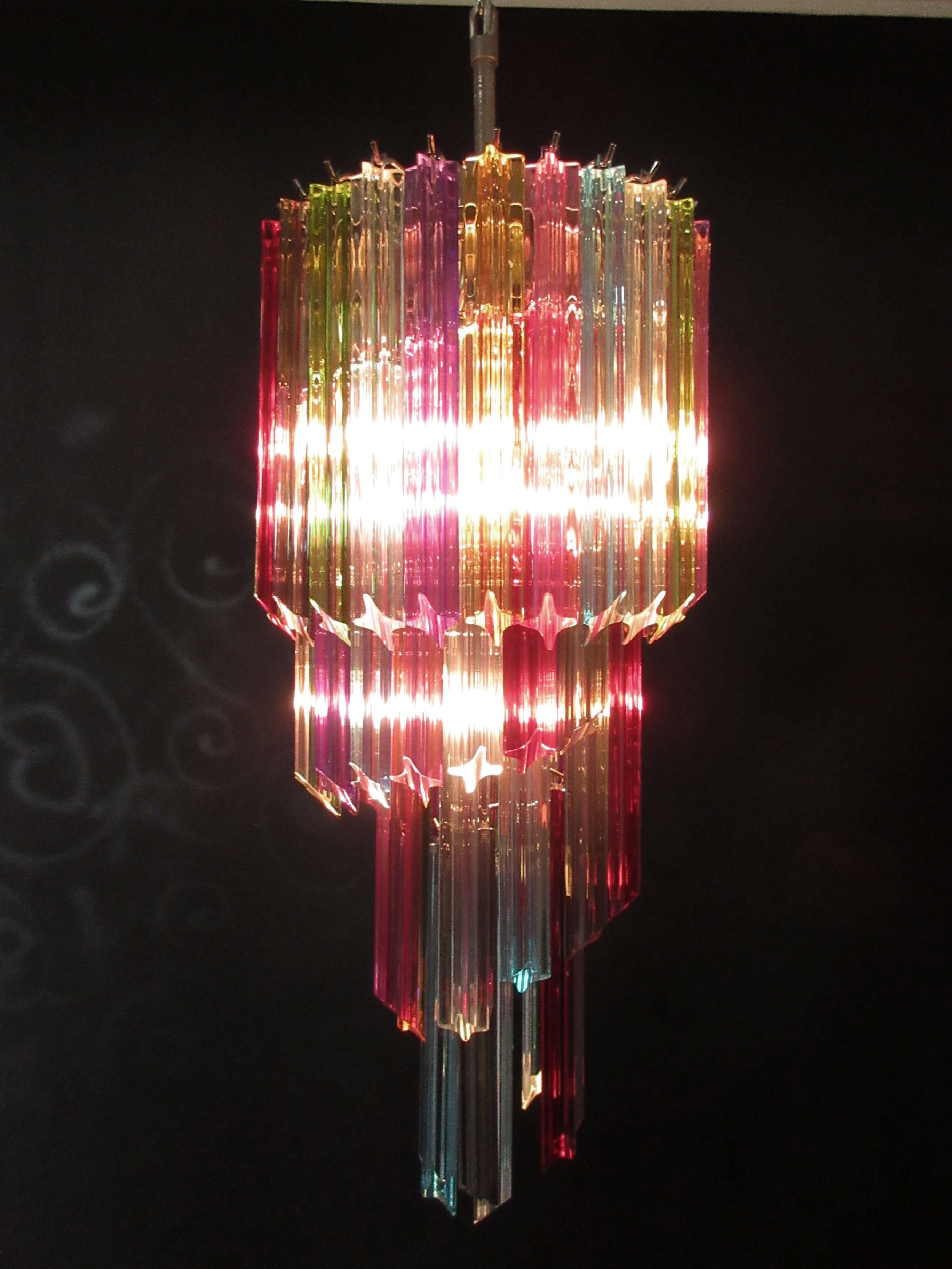 Murano Lysekrone – 54 Multifargede Prismeglass – detalj 10 – Murano Classics