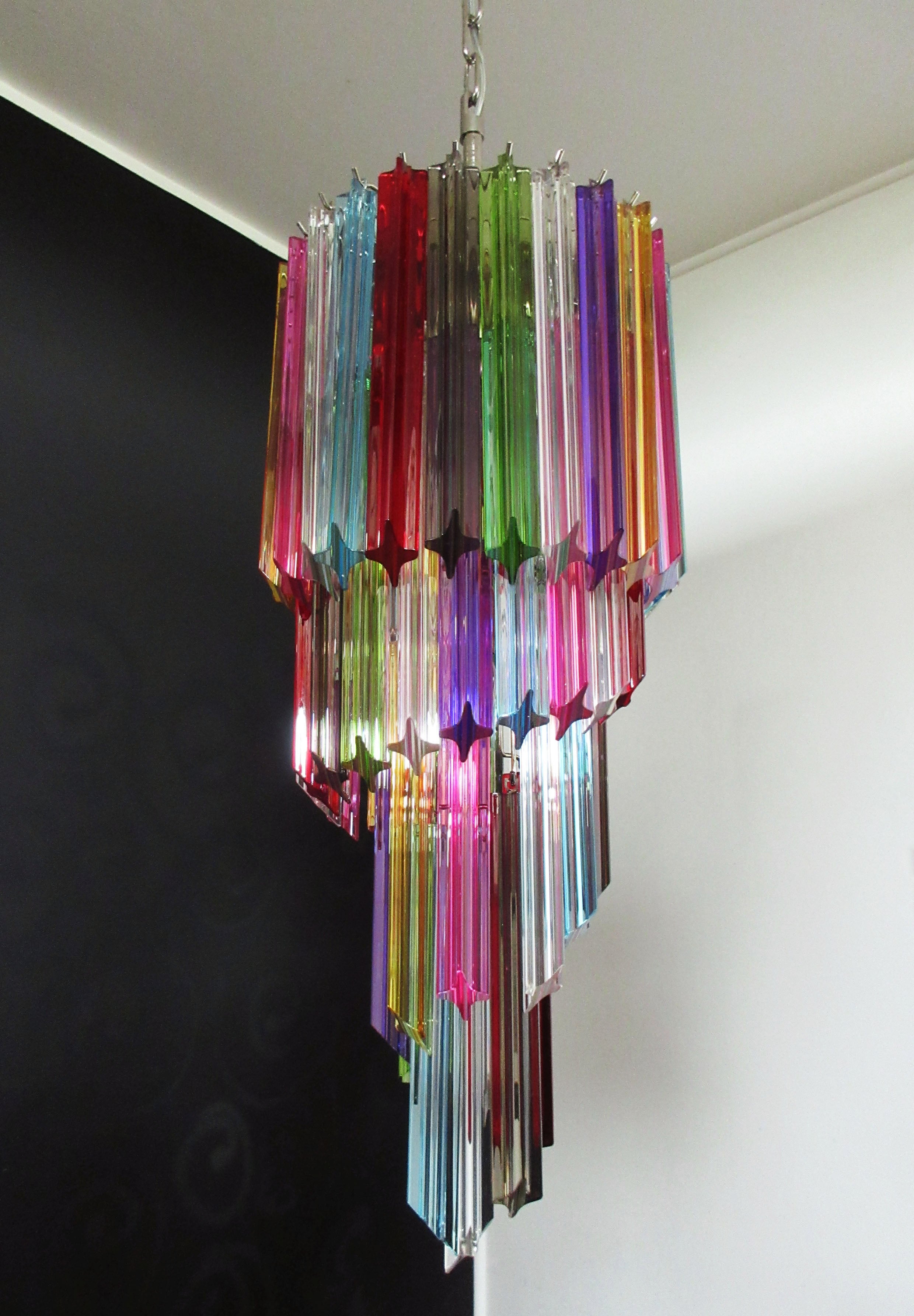 Murano Lysekrone – 54 Multifargede Prismeglass – detalj 4 – Murano Classics