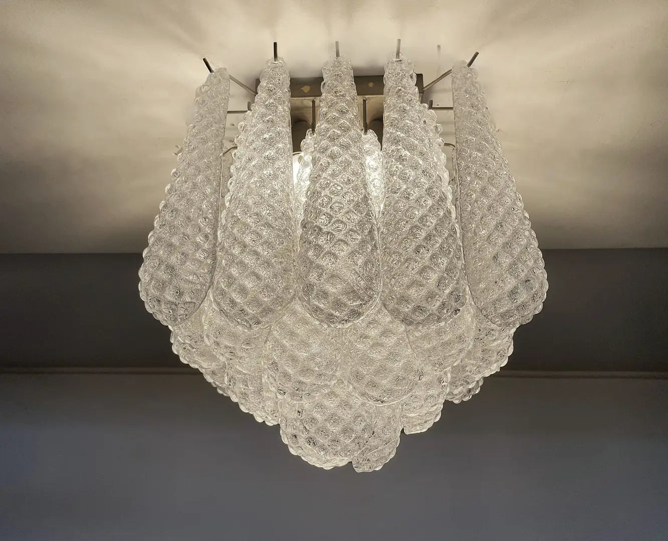 Murano Taklampe – 32 Klare Dråpeglass – detalj 4 – Murano Classics