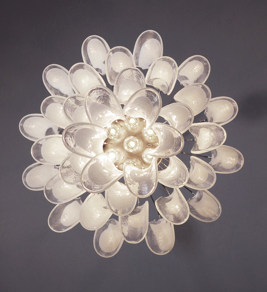 Murano Lysekrone – 36 Klare Konglebladglass – detalj 7 – Murano Classics