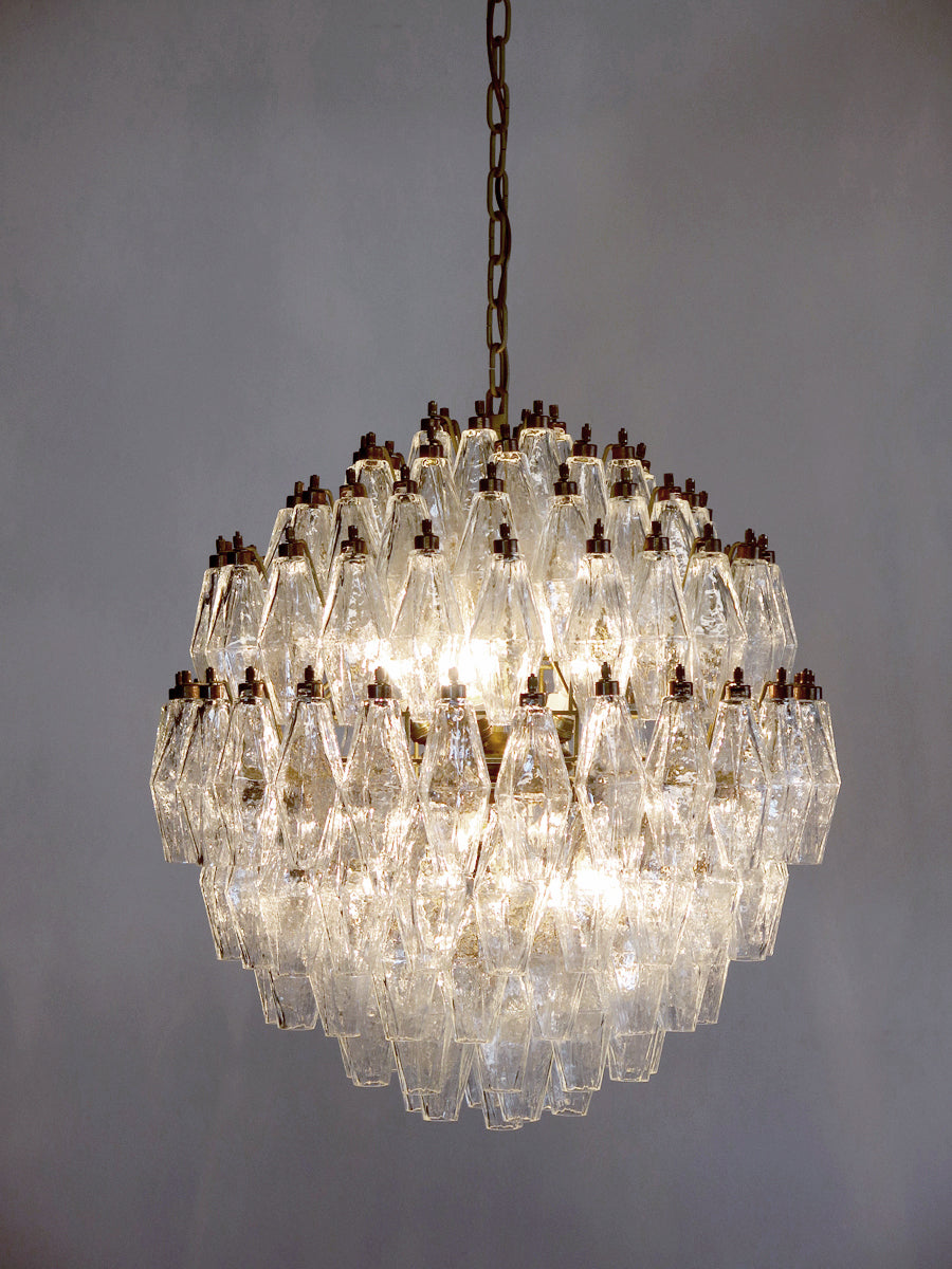 Murano Lysekrone – 140 Klare Poliedriglass – detalj 5 – Murano Classics