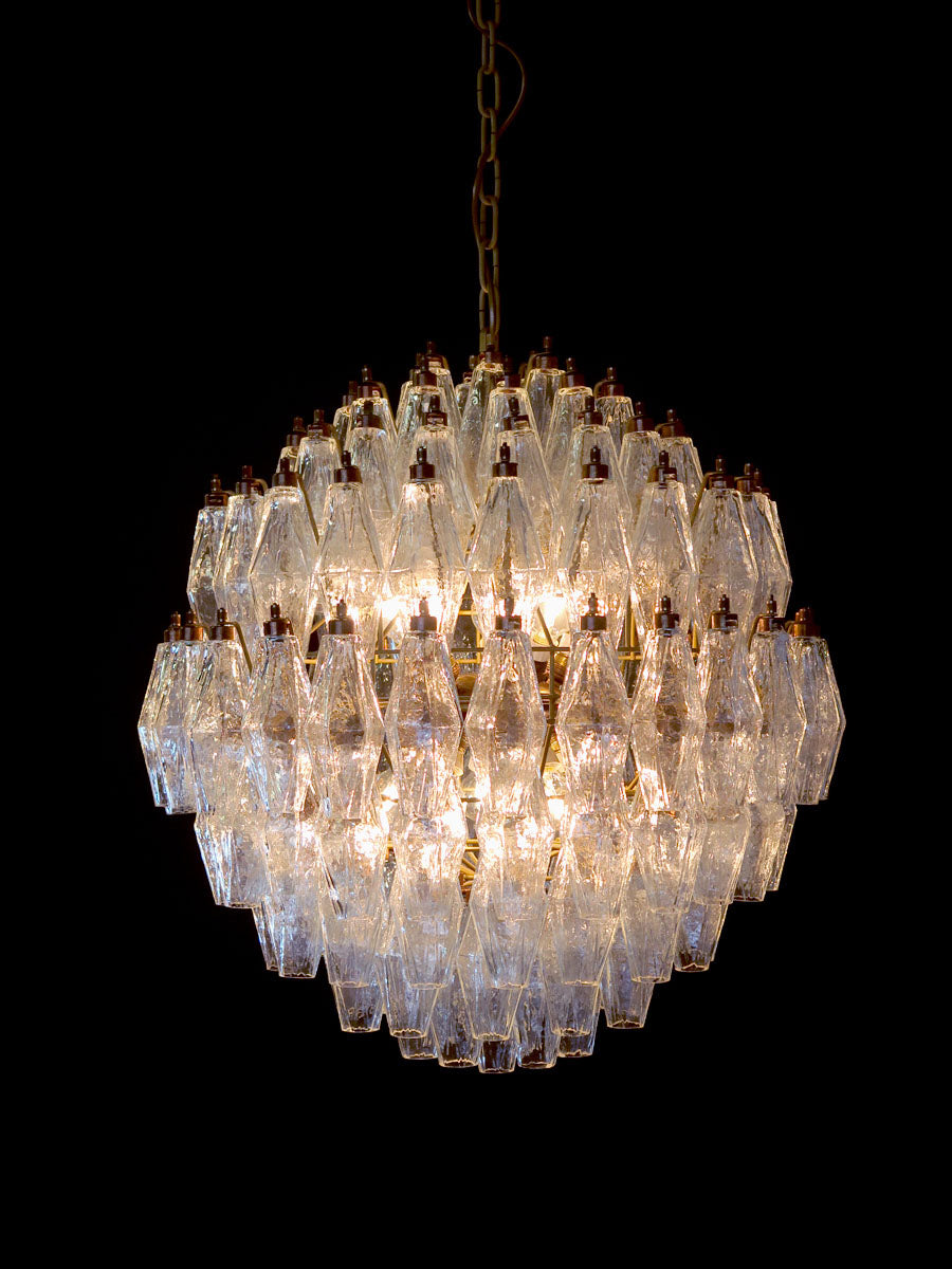 Murano Lysekrone – 140 Klare Poliedriglass – detalj 3 – Murano Classics
