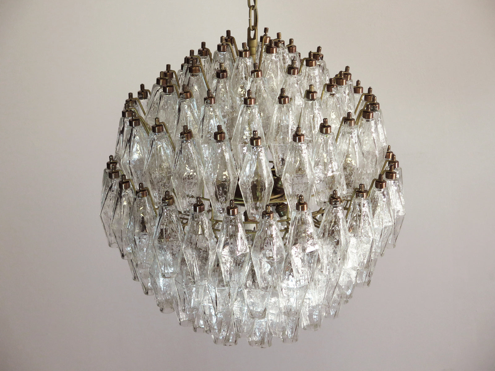 Murano Lysekrone – 140 Klare Poliedriglass – detalj 6 – Murano Classics