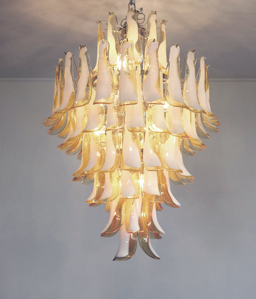 Murano Lysekrone – 85 Karamelfargede Konglebladglass – detalj 6 – Murano Classics