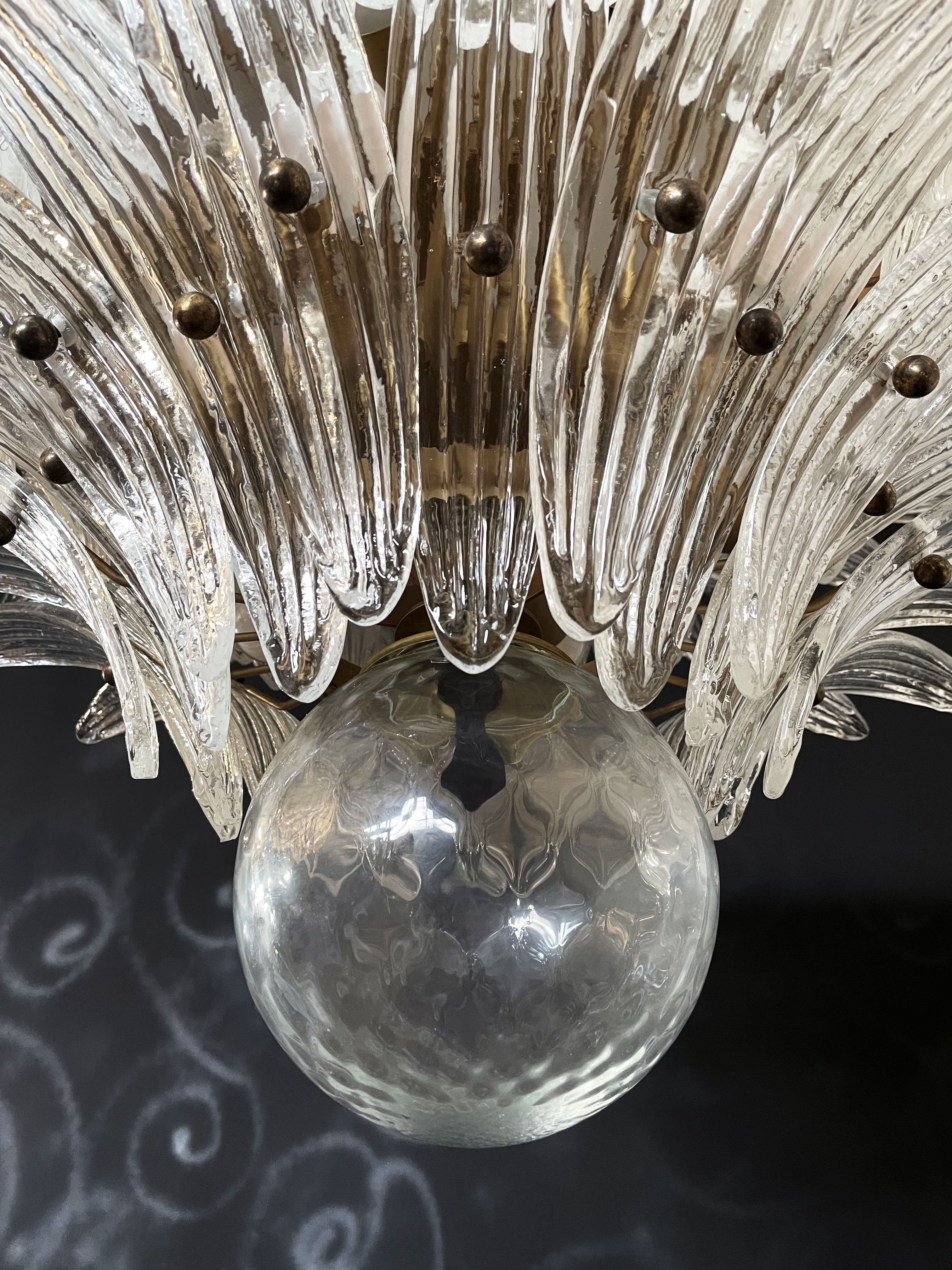 Murano Lysekrone – 104 Klare Palmeglass – detalj 6 – Murano Classics