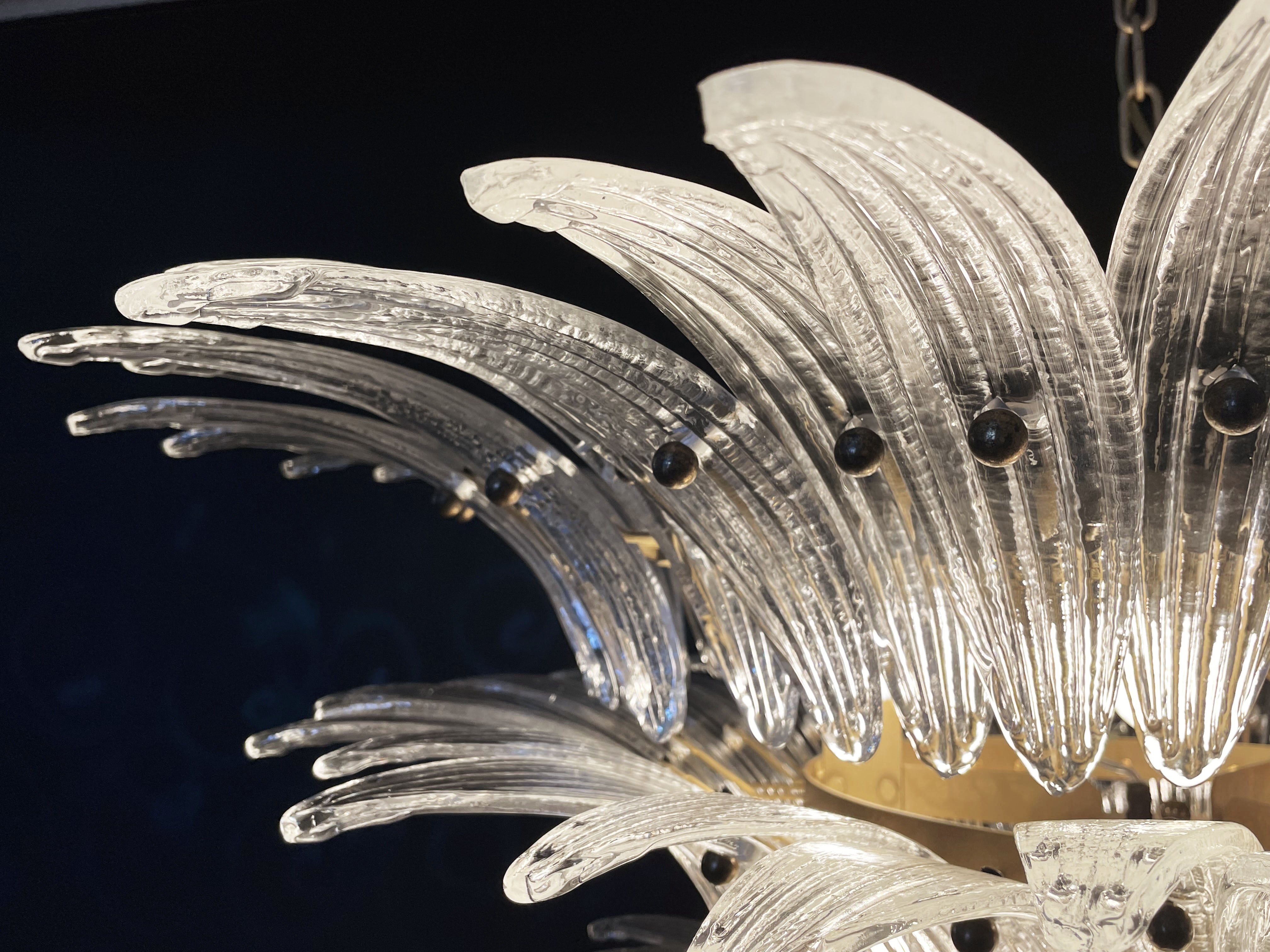 Murano Lysekrone – 104 Klare Palmeglass – detalj 7 – Murano Classics