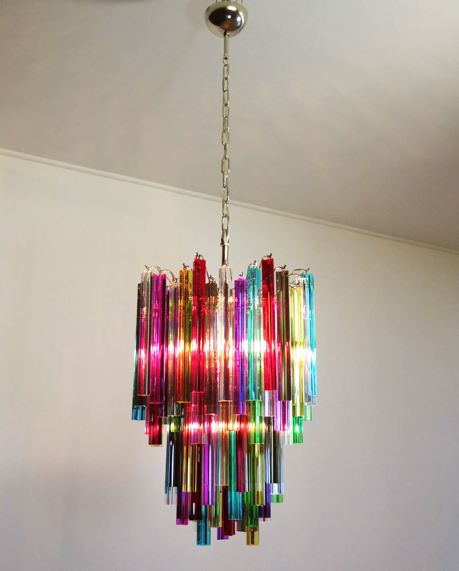 Murano Lysekrone – 92 Multifargede Prismeglass – detalj 4 – Murano Classics