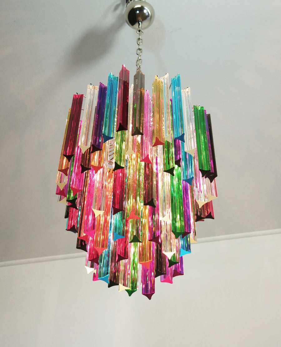 Murano Lysekrone – 92 Multifargede Prismeglass – detalj 2 – Murano Classics